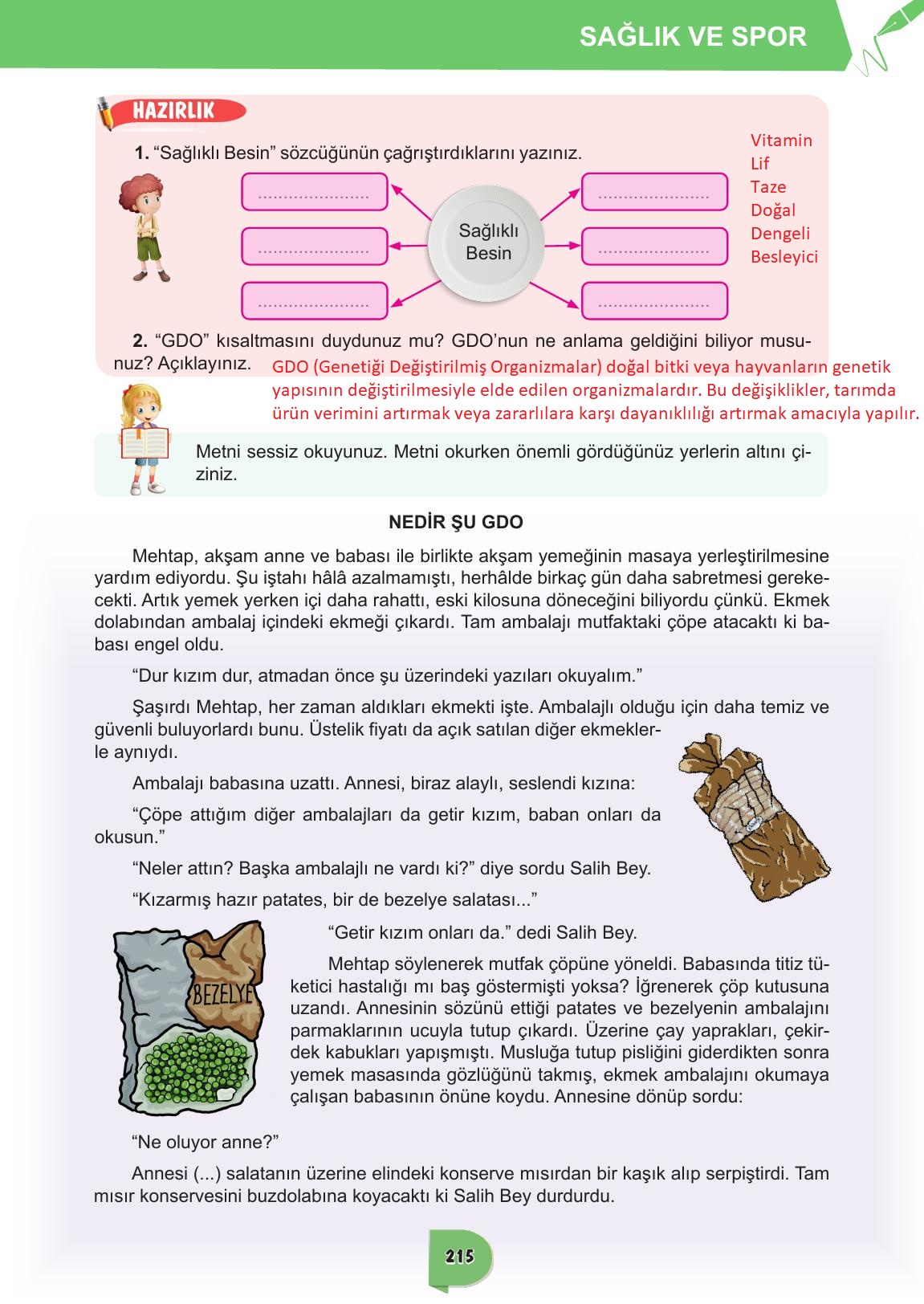 6. Sınıf Meb Yayınları Türkçe Ders Kitabı Sayfa 215 Cevapları