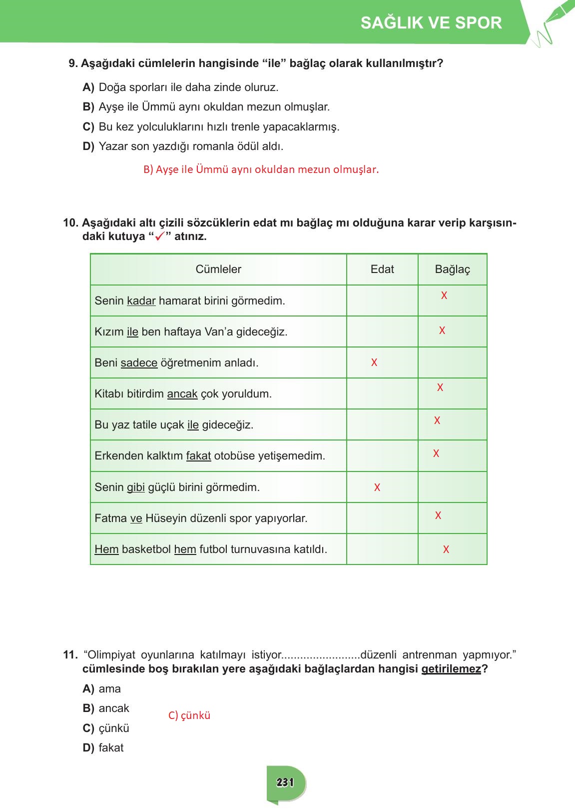 6. Sınıf Meb Yayınları Türkçe Ders Kitabı Sayfa 231 Cevapları