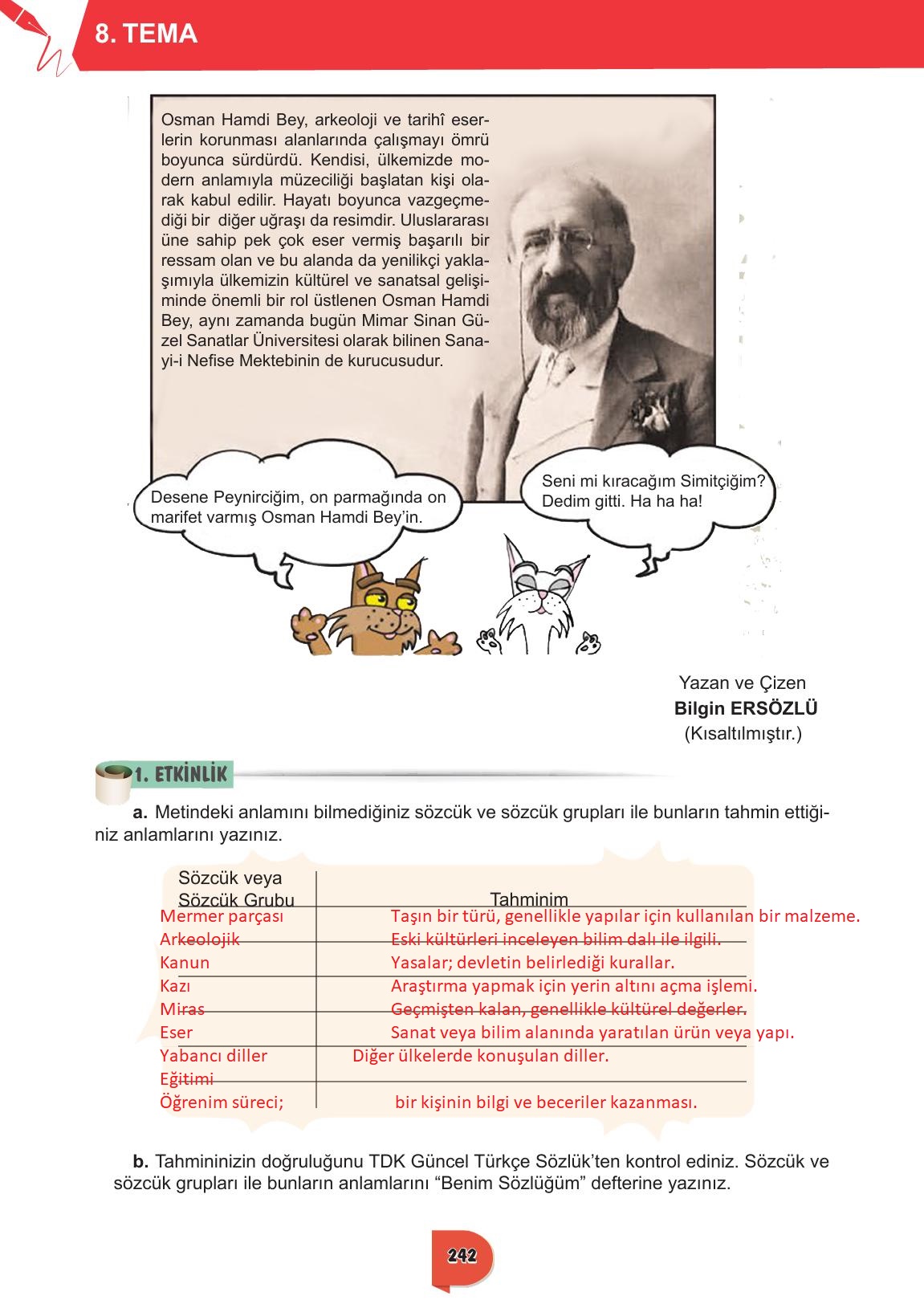 6. Sınıf Meb Yayınları Türkçe Ders Kitabı Sayfa 242 Cevapları