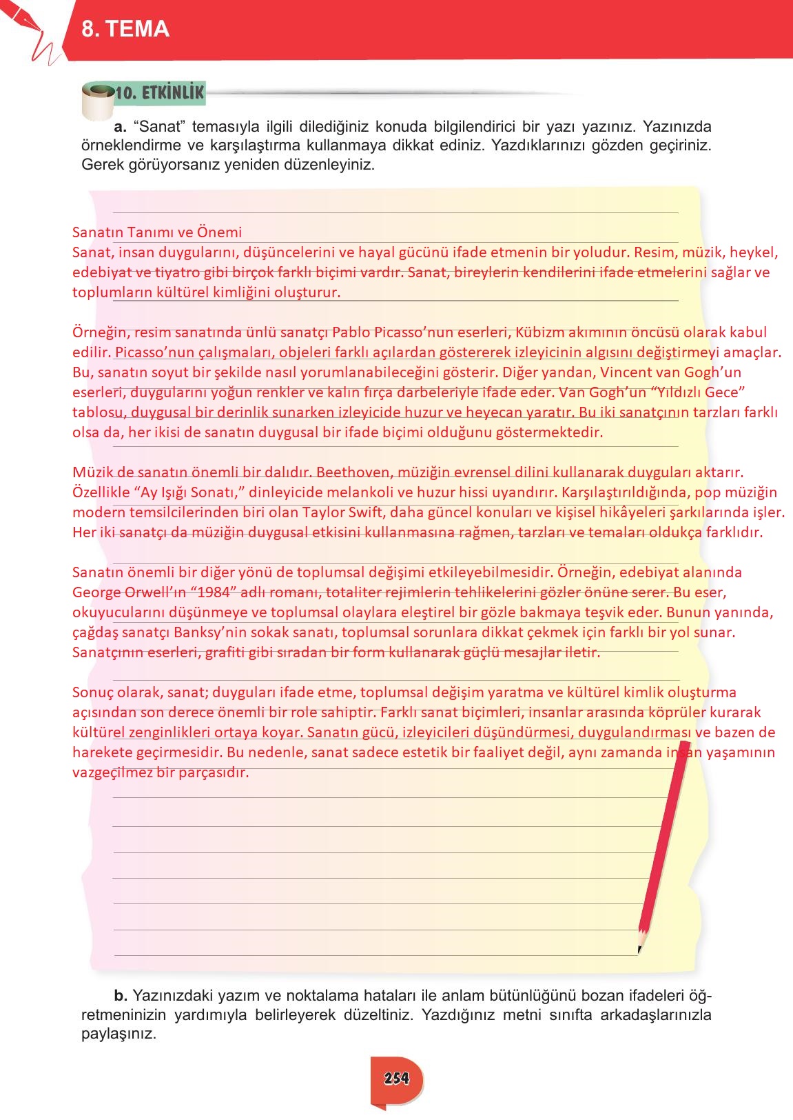 6. Sınıf Meb Yayınları Türkçe Ders Kitabı Sayfa 254 Cevapları