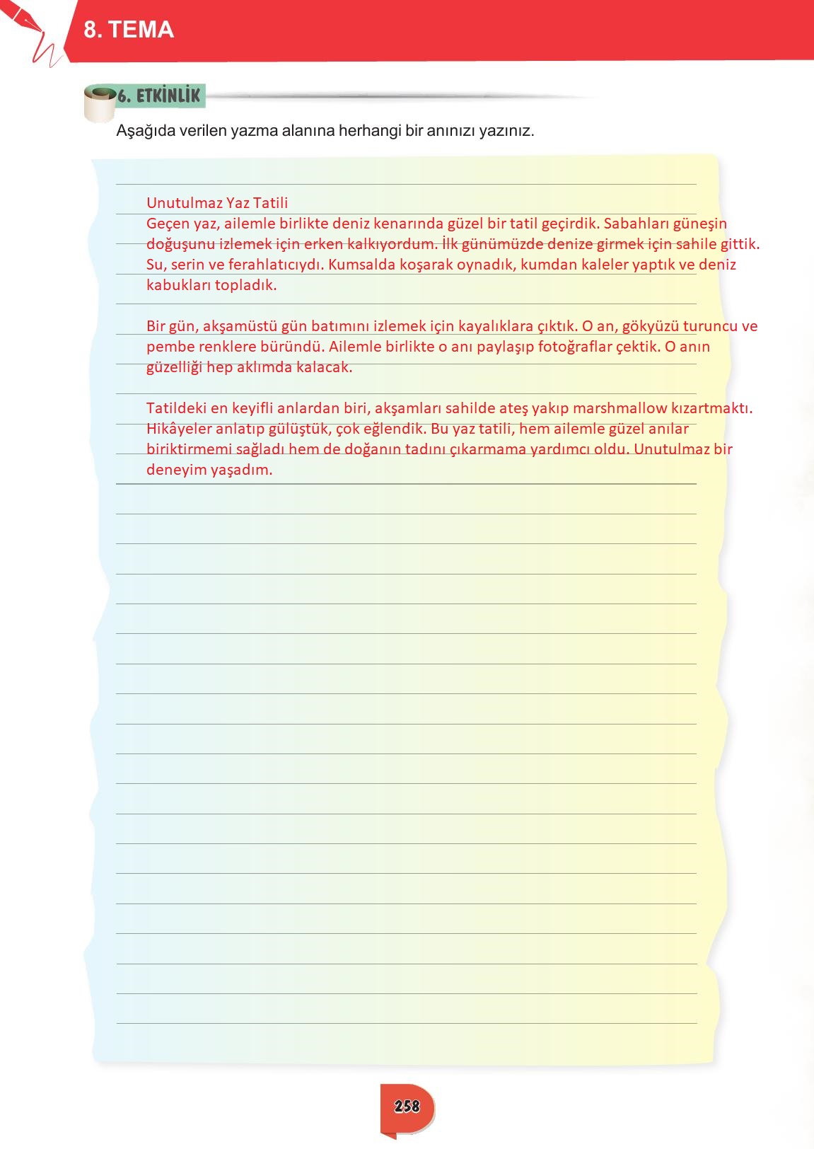 6. Sınıf Meb Yayınları Türkçe Ders Kitabı Sayfa 258 Cevapları