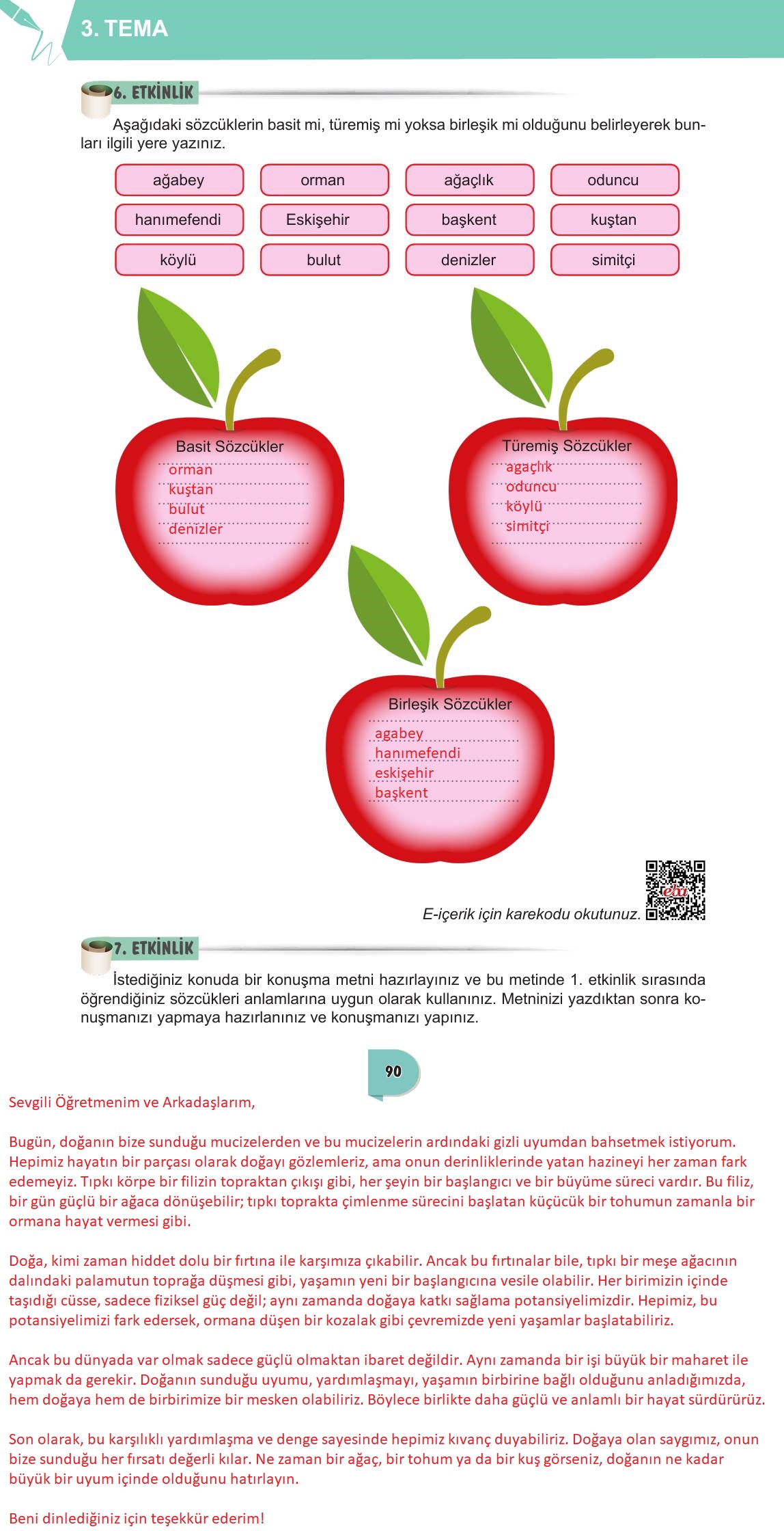 6. Sınıf Meb Yayınları Türkçe Ders Kitabı Sayfa 90 Cevapları