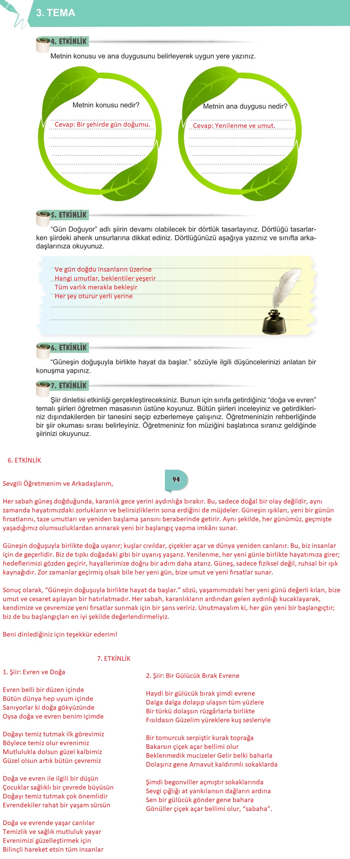 6. Sınıf Meb Yayınları Türkçe Ders Kitabı Sayfa 94 Cevapları 6. Sınıf Meb Yayınları Türkçe Ders Kitabı Sayfa 94 Cevapları