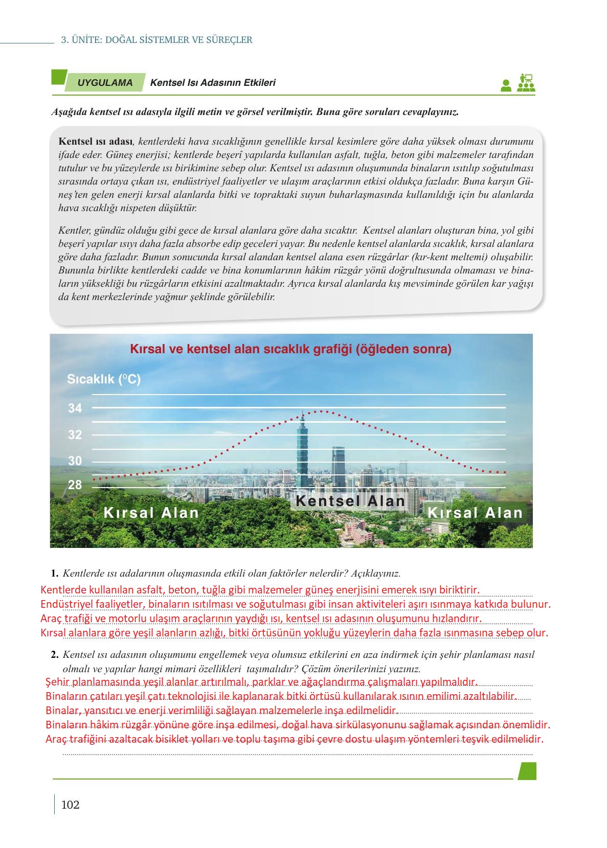 9. Sınıf Meb Yayınları Coğrafya Ders Kitabı Sayfa 102 Cevapları