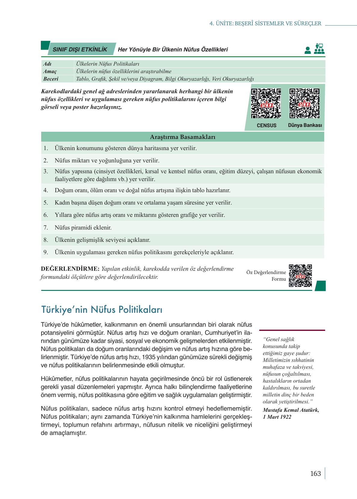 9. Sınıf Meb Yayınları Coğrafya Ders Kitabı Sayfa 163 Cevapları