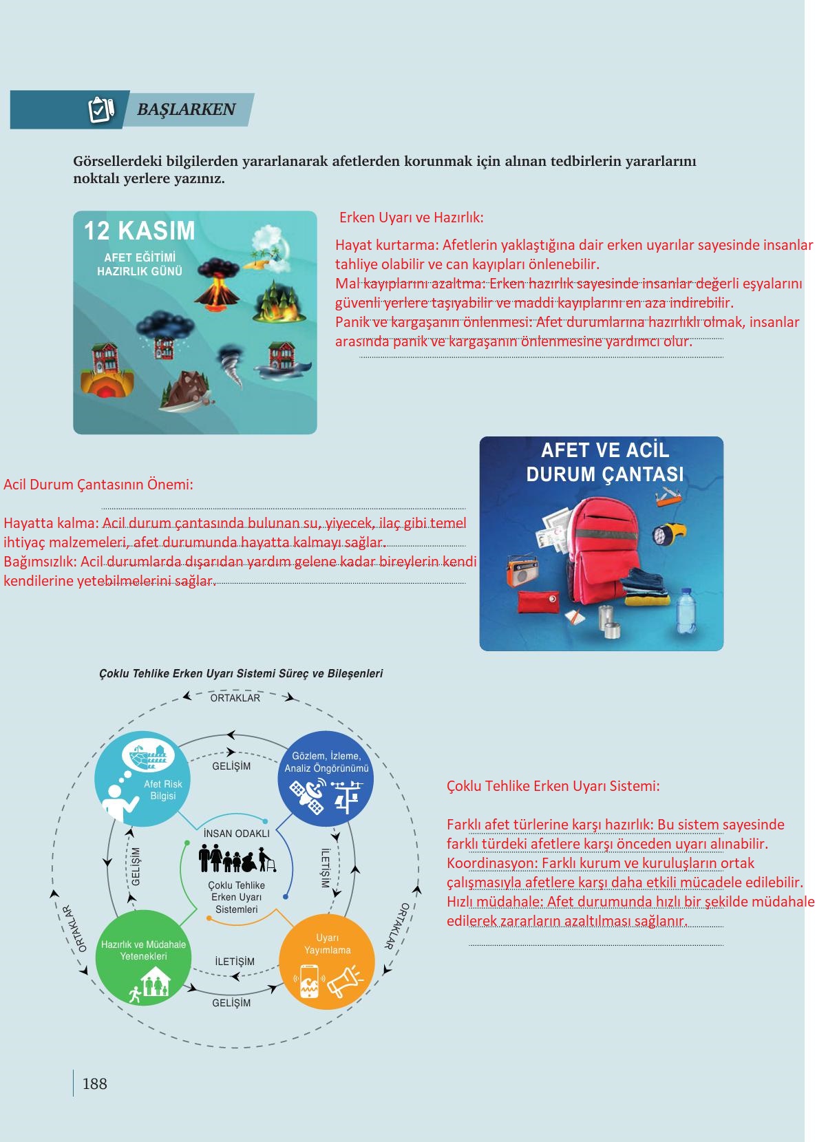 9. Sınıf Meb Yayınları Coğrafya Ders Kitabı Sayfa 188 Cevapları