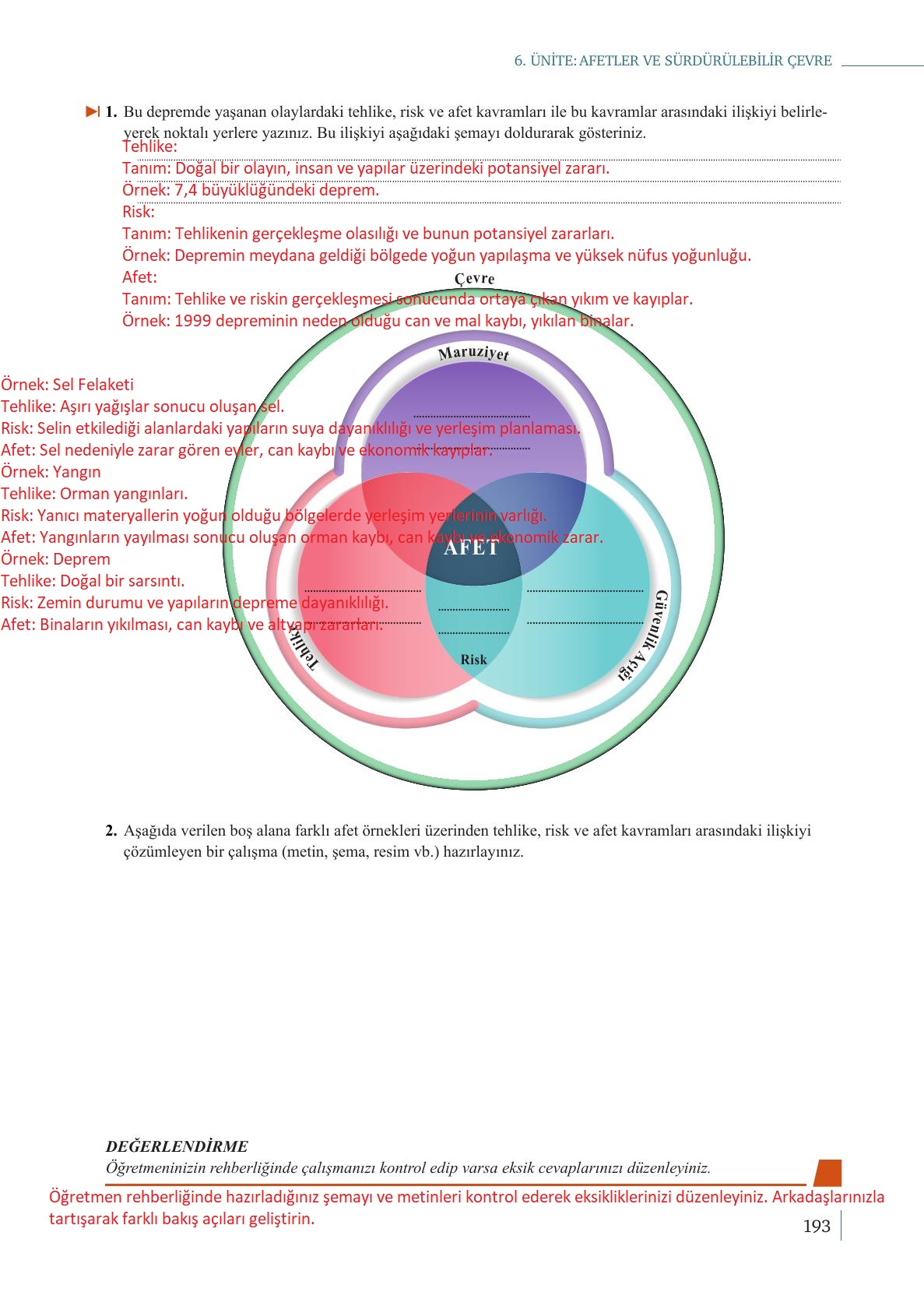 9. Sınıf Meb Yayınları Coğrafya Ders Kitabı Sayfa 193 Cevapları