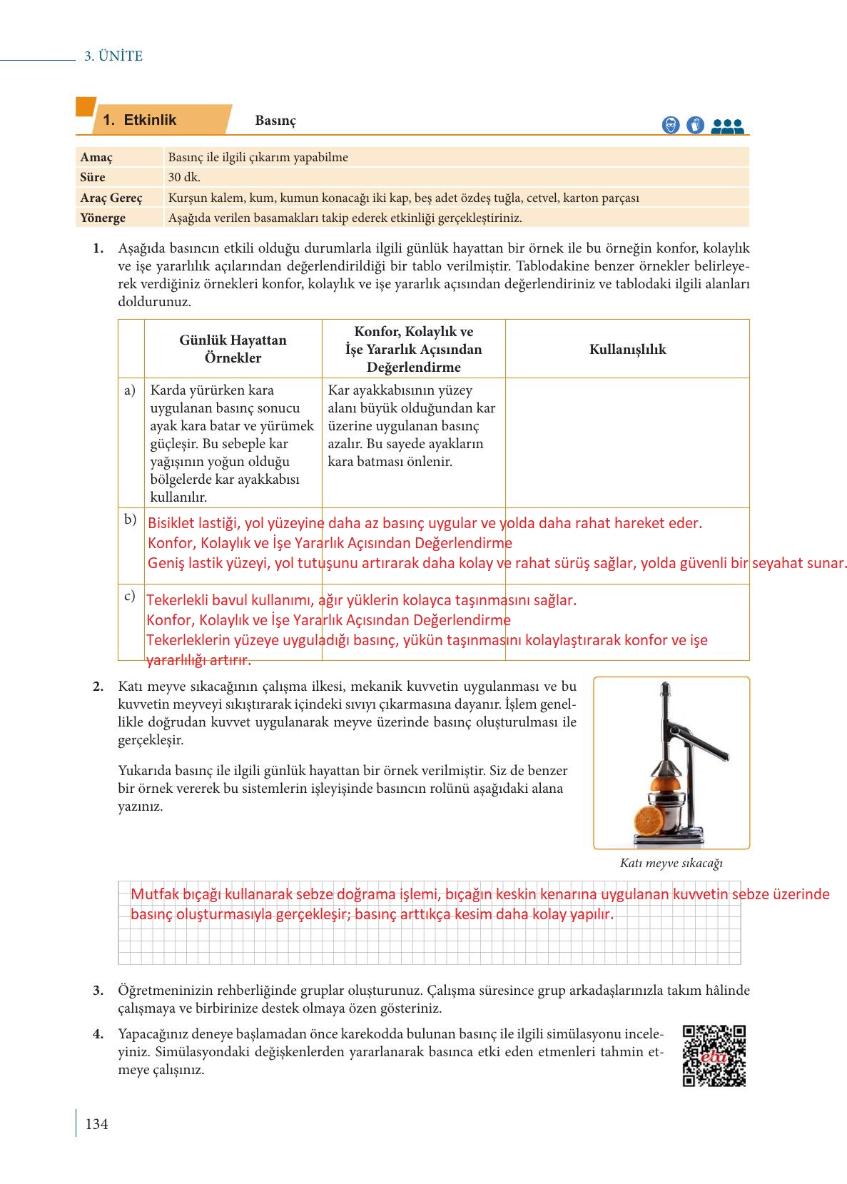 9. Sınıf Meb Yayınları Fizik Ders Kitabı Sayfa 134 Cevapları 9. Sınıf Meb Yayınları Fizik Ders Kitabı Sayfa 134 Cevapları