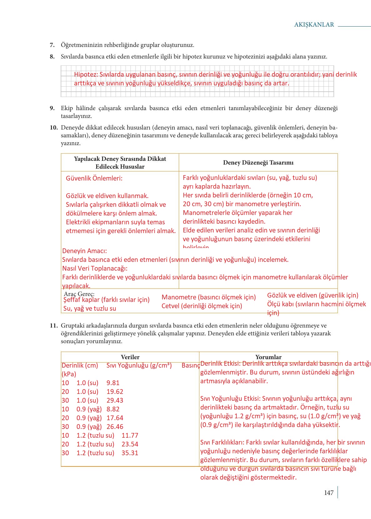 9. Sınıf Meb Yayınları Fizik Ders Kitabı Sayfa 147 Cevapları 9. Sınıf Meb Yayınları Fizik Ders Kitabı Sayfa 147 Cevapları