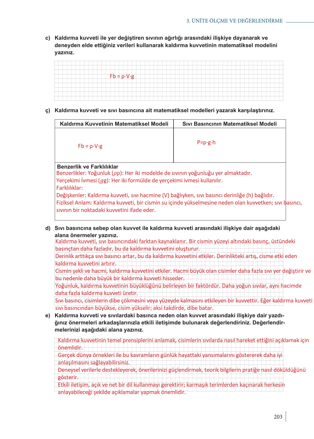 9. Sınıf Meb Yayınları Fizik Ders Kitabı Sayfa 203 Cevapları
