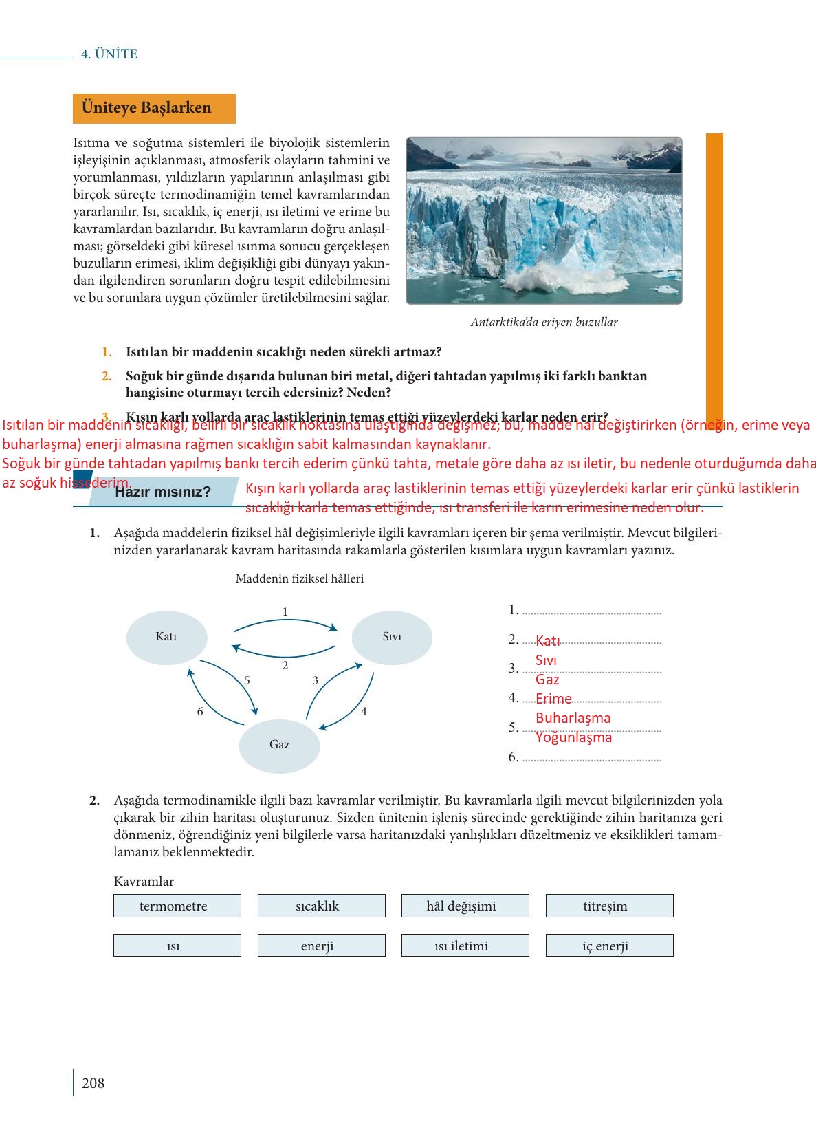 9. Sınıf Meb Yayınları Fizik Ders Kitabı Sayfa 208 Cevapları