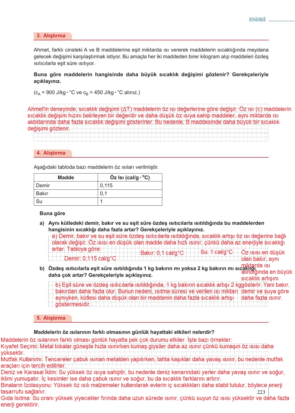 9. Sınıf Meb Yayınları Fizik Ders Kitabı Sayfa 223 Cevapları