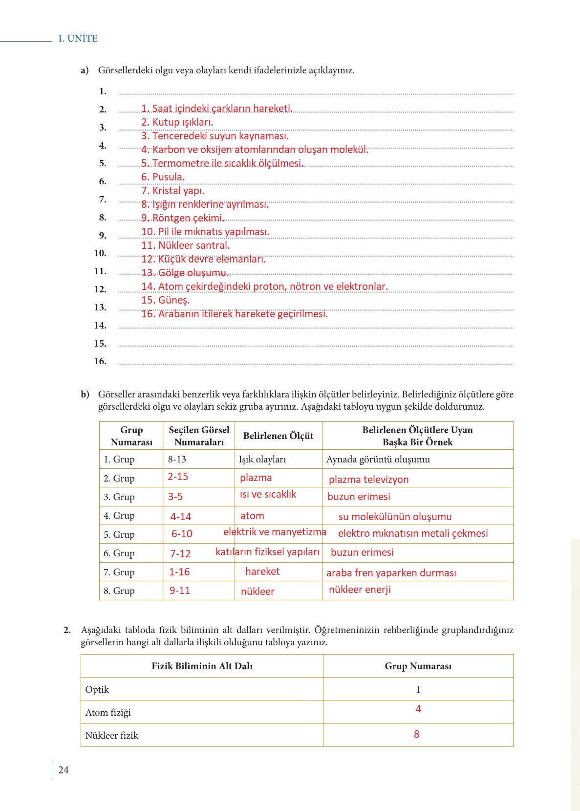 9. Sınıf Meb Yayınları Fizik Ders Kitabı Sayfa 24 Cevapları