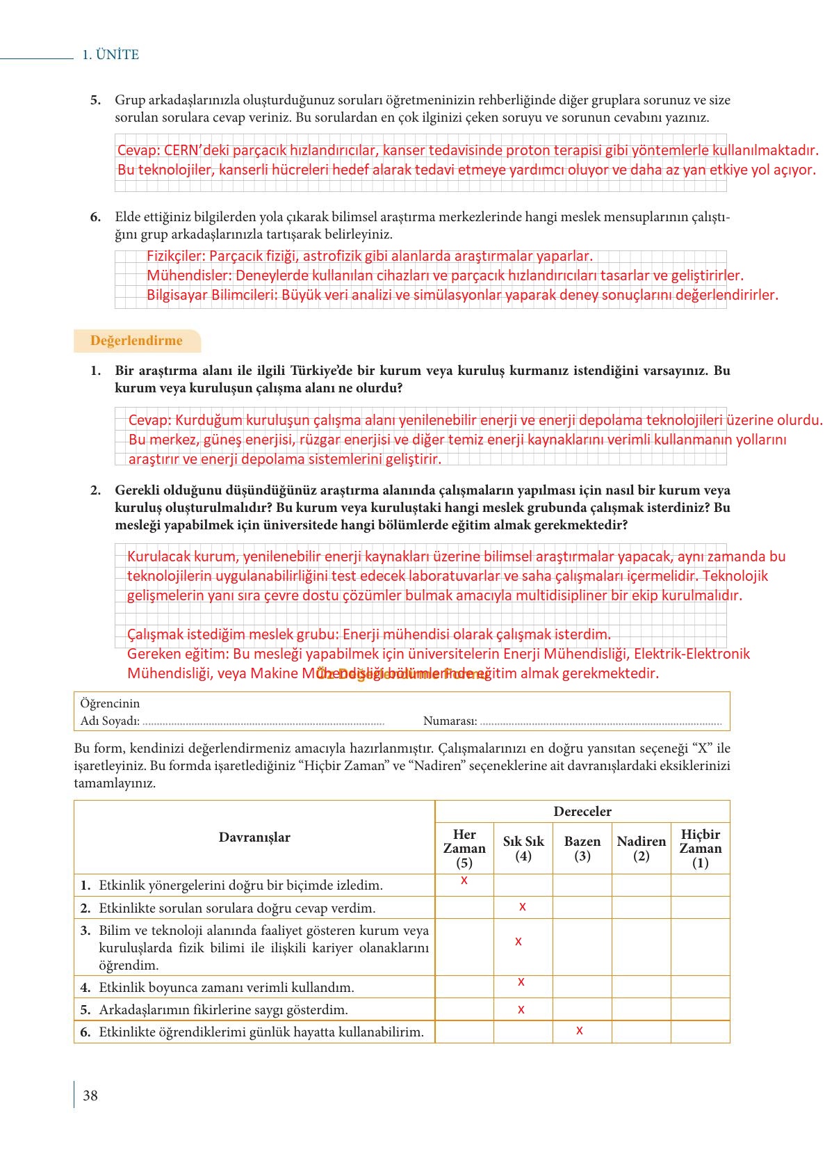 9. Sınıf Meb Yayınları Fizik Ders Kitabı Sayfa 38 Cevapları