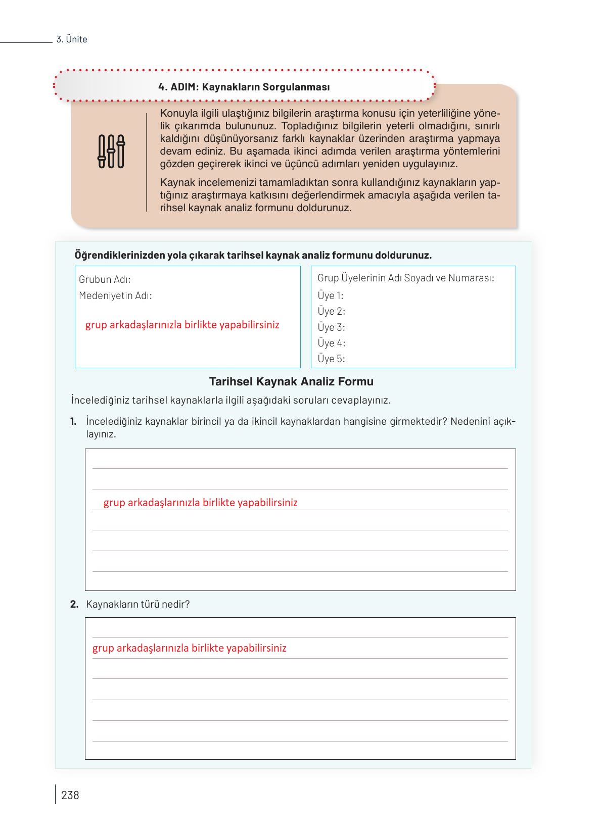9. Sınıf Meb Yayınları Tarih Ders Kitabı Sayfa 238 Cevapları 9. Sınıf Meb Yayınları Tarih Ders Kitabı Sayfa 238 Cevapları