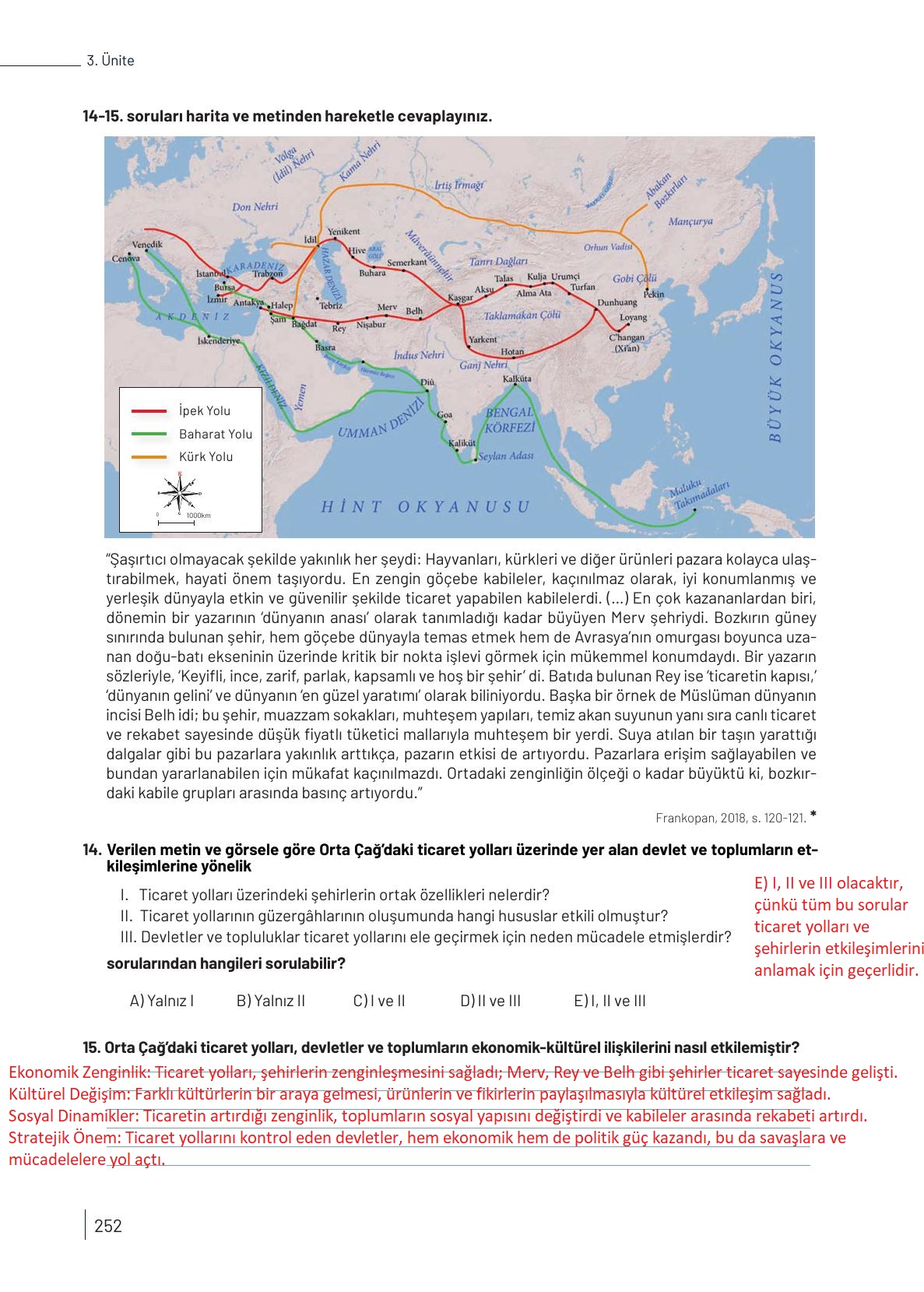 9. Sınıf Meb Yayınları Tarih Ders Kitabı Sayfa 252 Cevapları