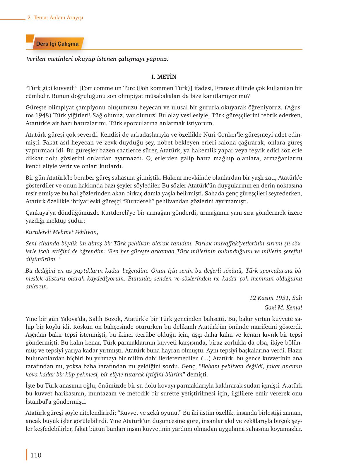 9. Sınıf Meb Yayınları Türk Dili Ve Edebiyatı Ders Kitabı Sayfa 110 Cevapları 9. Sınıf Meb Yayınları Türk Dili Ve Edebiyatı Ders Kitabı Sayfa 110 Cevapları