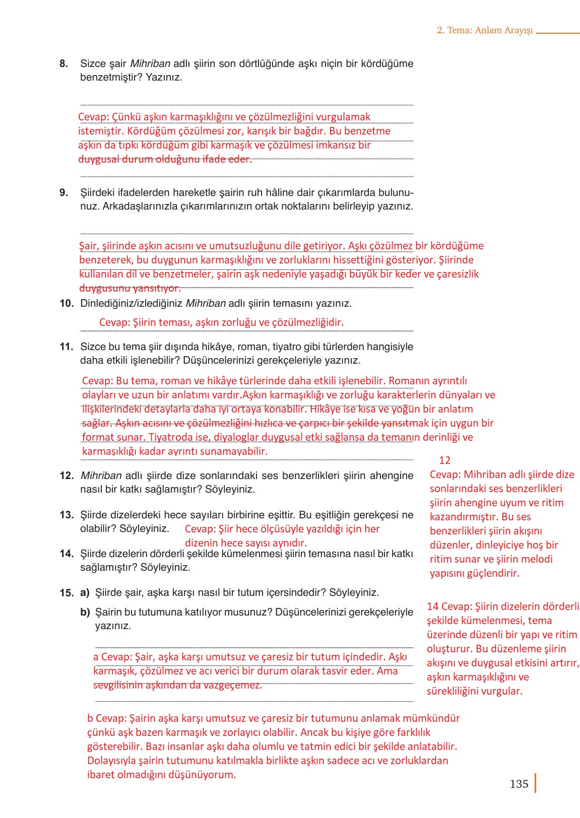 9. Sınıf Meb Yayınları Türk Dili Ve Edebiyatı Ders Kitabı Sayfa 135 Cevapları