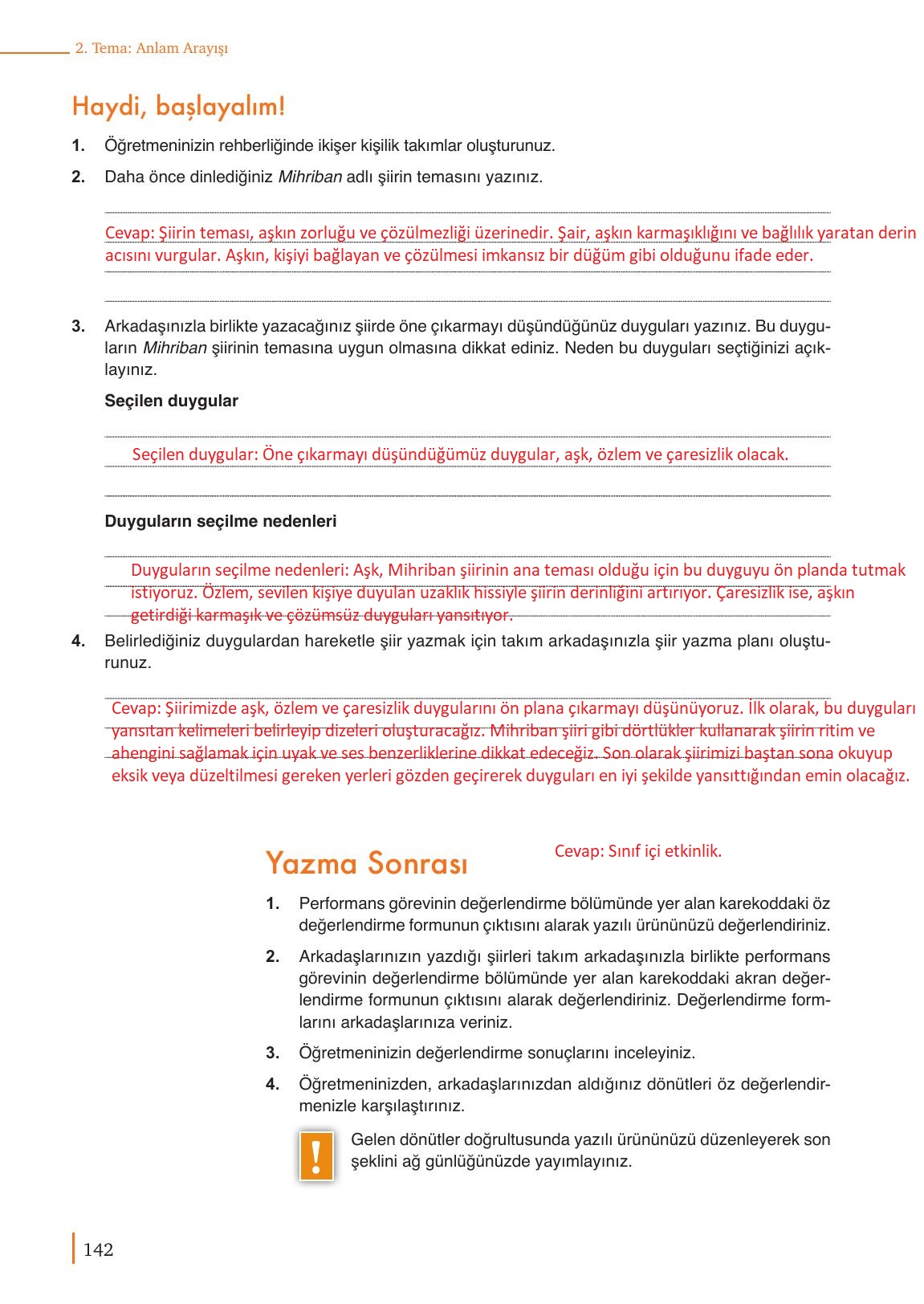9. Sınıf Meb Yayınları Türk Dili Ve Edebiyatı Ders Kitabı Sayfa 142 Cevapları