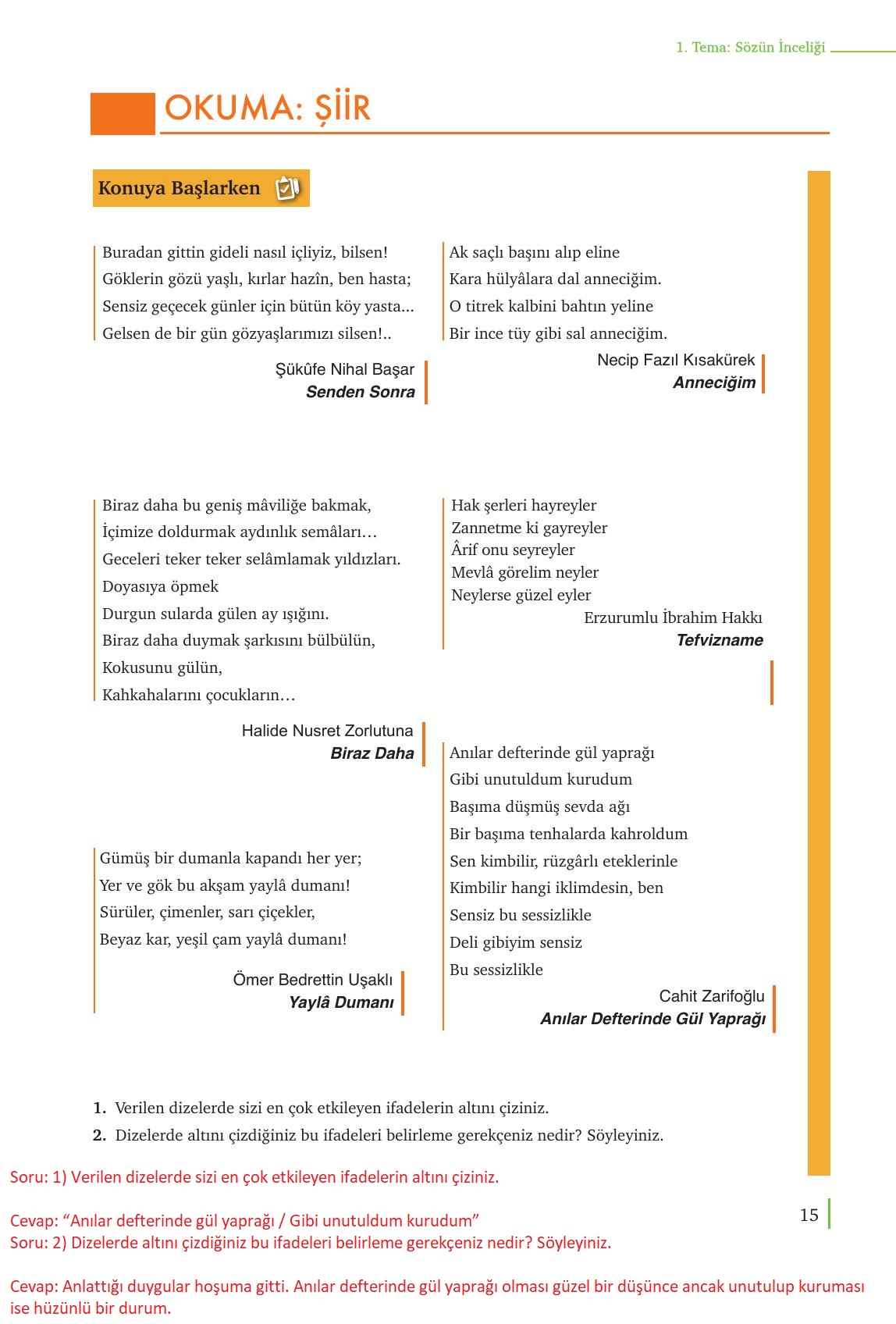 9. Sınıf Meb Yayınları Türk Dili Ve Edebiyatı Ders Kitabı Sayfa 15 Cevapları 9. Sınıf Meb Yayınları Türk Dili Ve Edebiyatı Ders Kitabı Sayfa 15 Cevapları