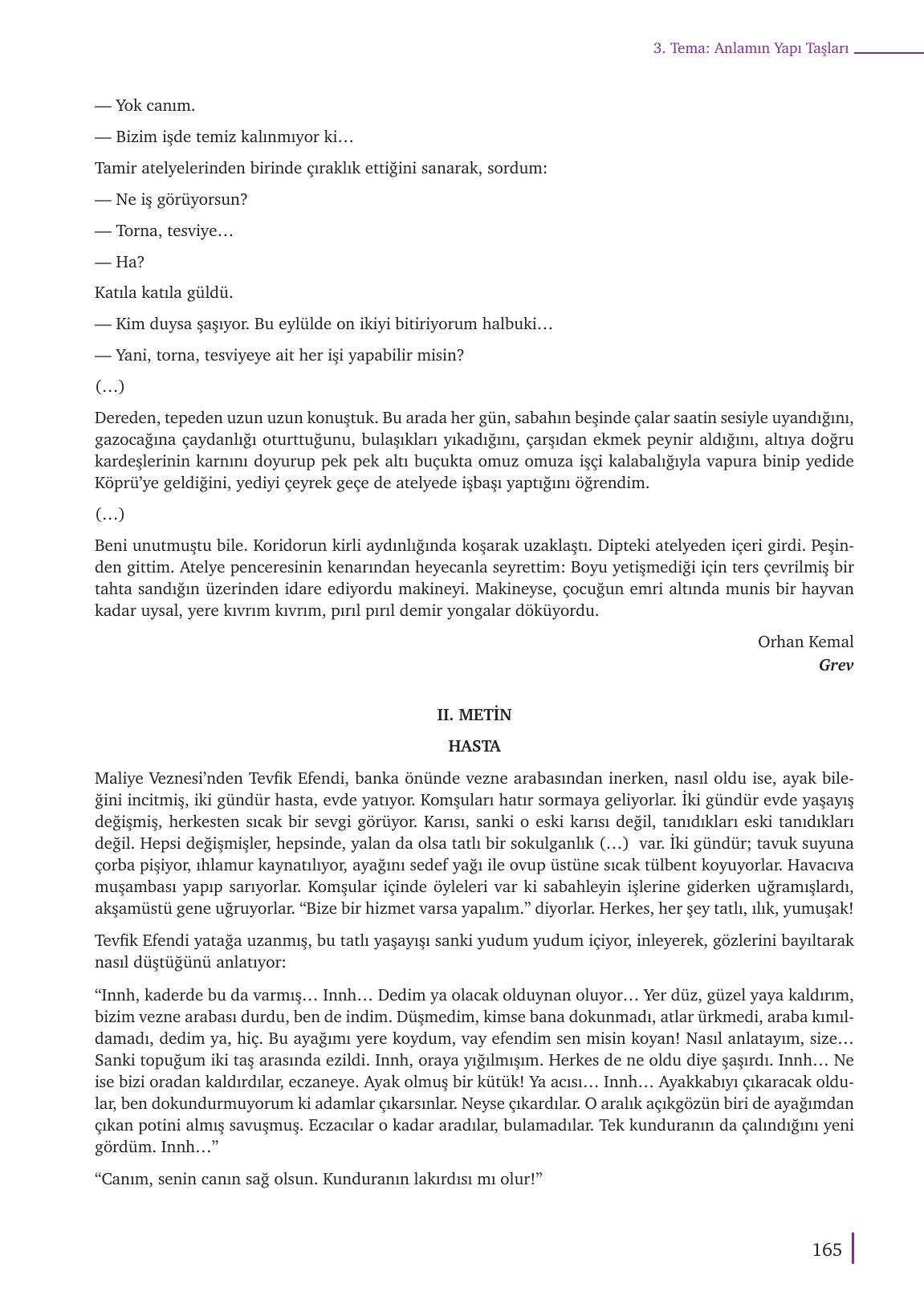 9. Sınıf Meb Yayınları Türk Dili Ve Edebiyatı Ders Kitabı Sayfa 165 Cevapları
