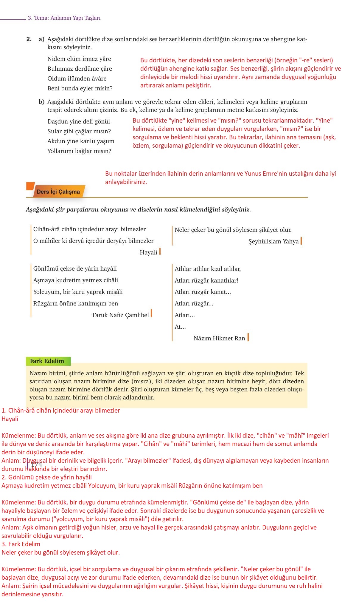 9. Sınıf Meb Yayınları Türk Dili Ve Edebiyatı Ders Kitabı Sayfa 174 Cevapları