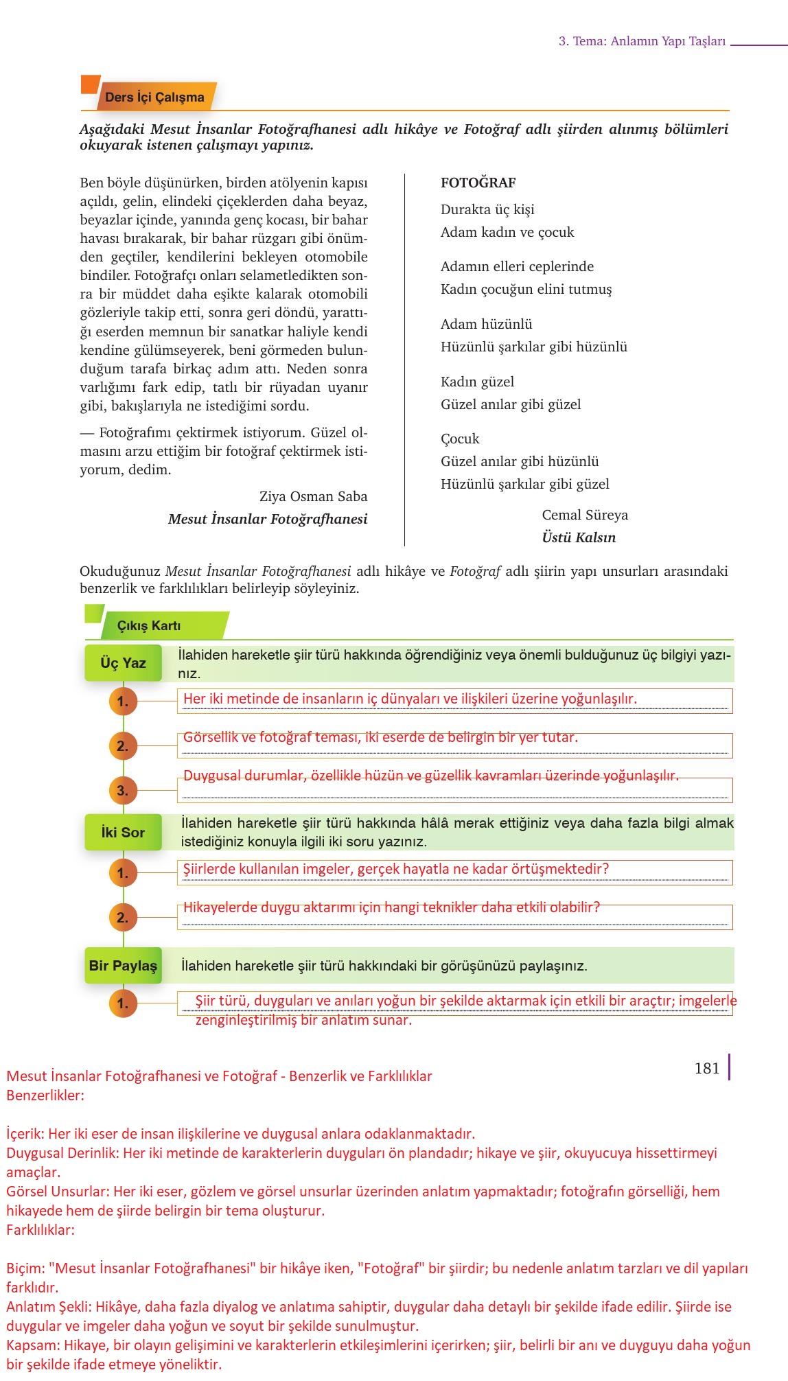 9. Sınıf Meb Yayınları Türk Dili Ve Edebiyatı Ders Kitabı Sayfa 181 Cevapları 9. Sınıf Meb Yayınları Türk Dili Ve Edebiyatı Ders Kitabı Sayfa 181 Cevapları