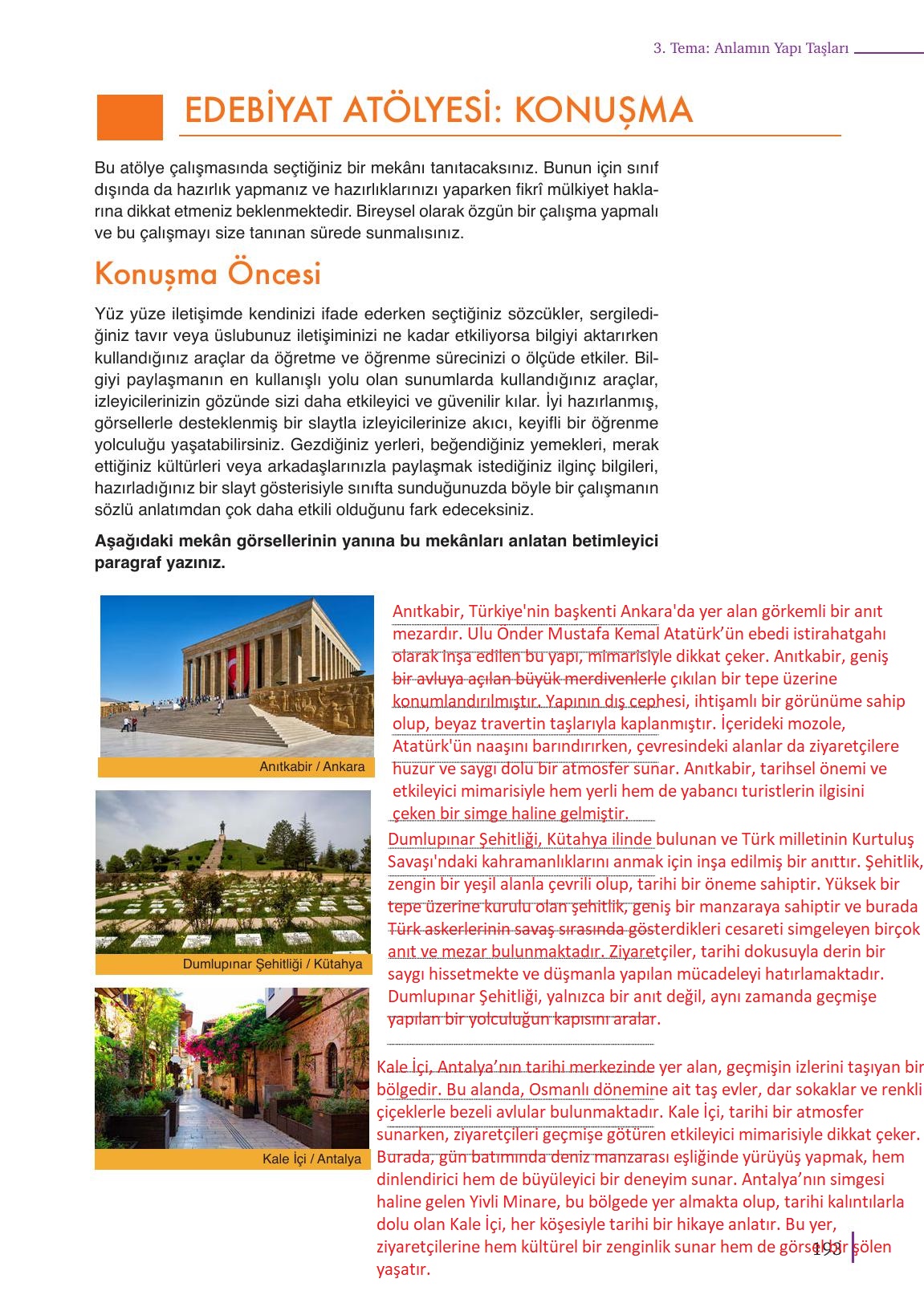 9. Sınıf Meb Yayınları Türk Dili Ve Edebiyatı Ders Kitabı Sayfa 193 Cevapları