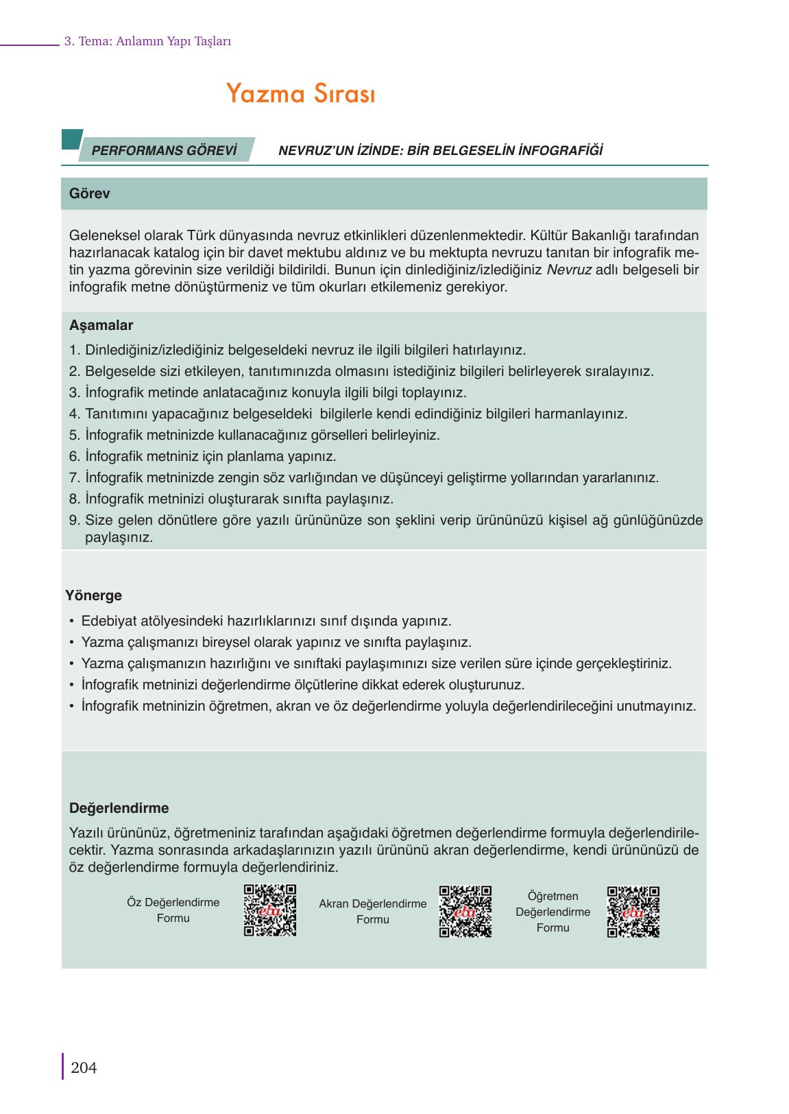 9. Sınıf Meb Yayınları Türk Dili Ve Edebiyatı Ders Kitabı Sayfa 204 Cevapları