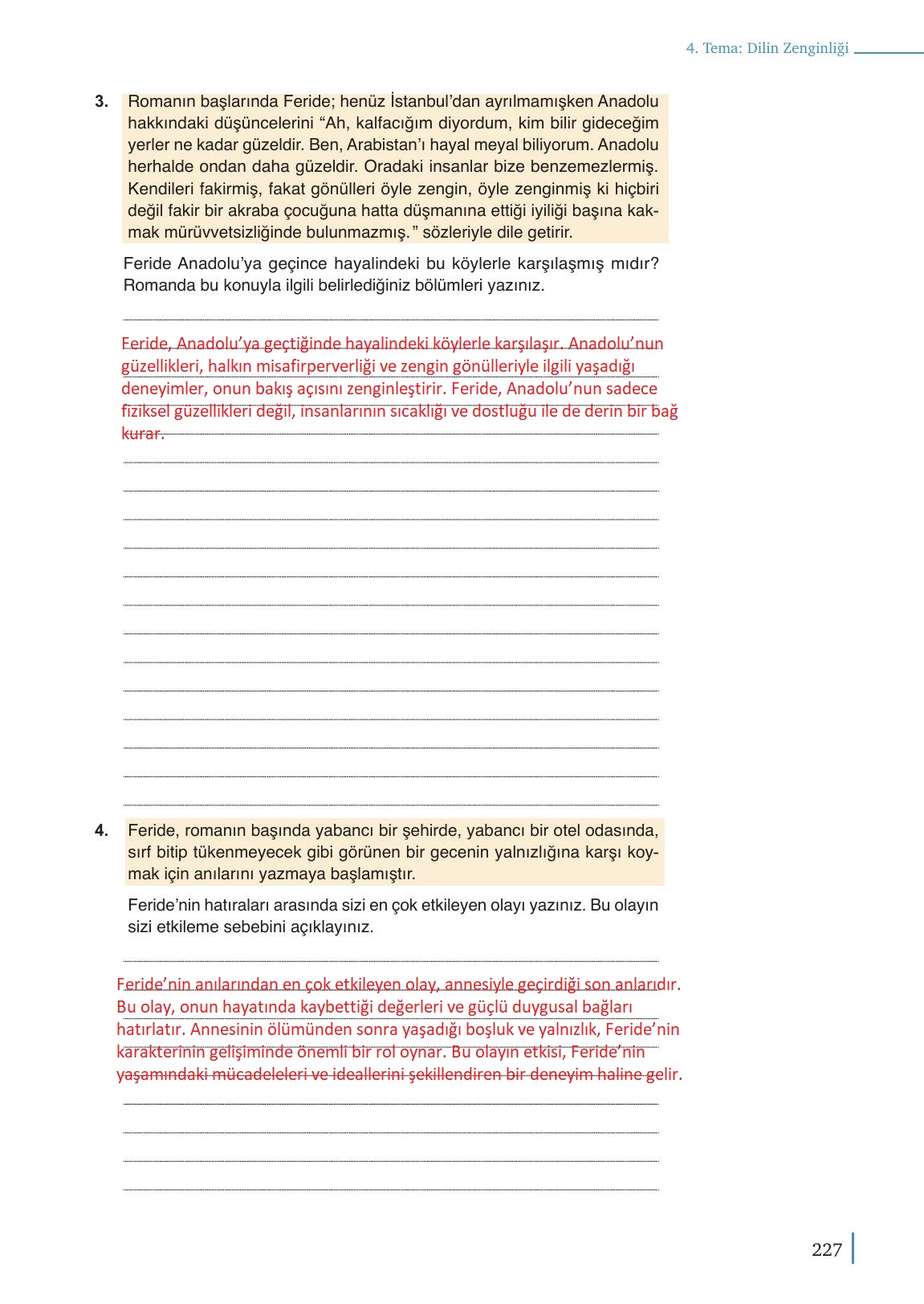 9. Sınıf Meb Yayınları Türk Dili Ve Edebiyatı Ders Kitabı Sayfa 227 Cevapları