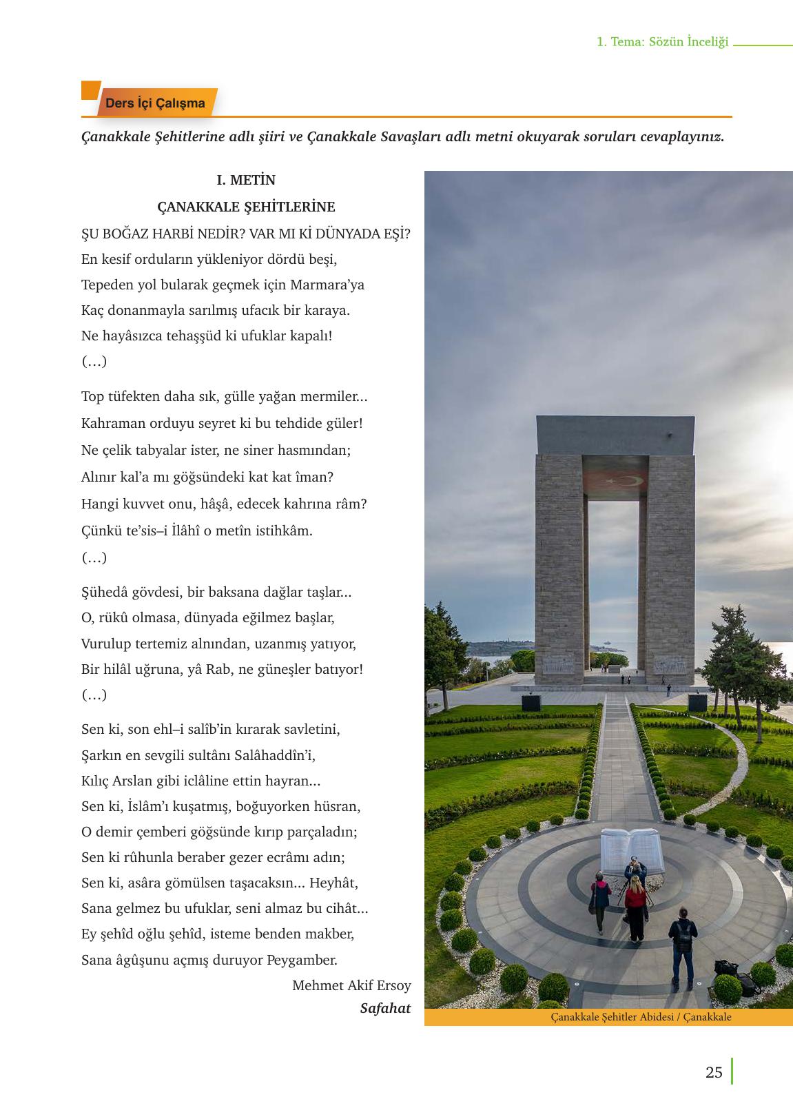 9. Sınıf Meb Yayınları Türk Dili Ve Edebiyatı Ders Kitabı Sayfa 25 Cevapları