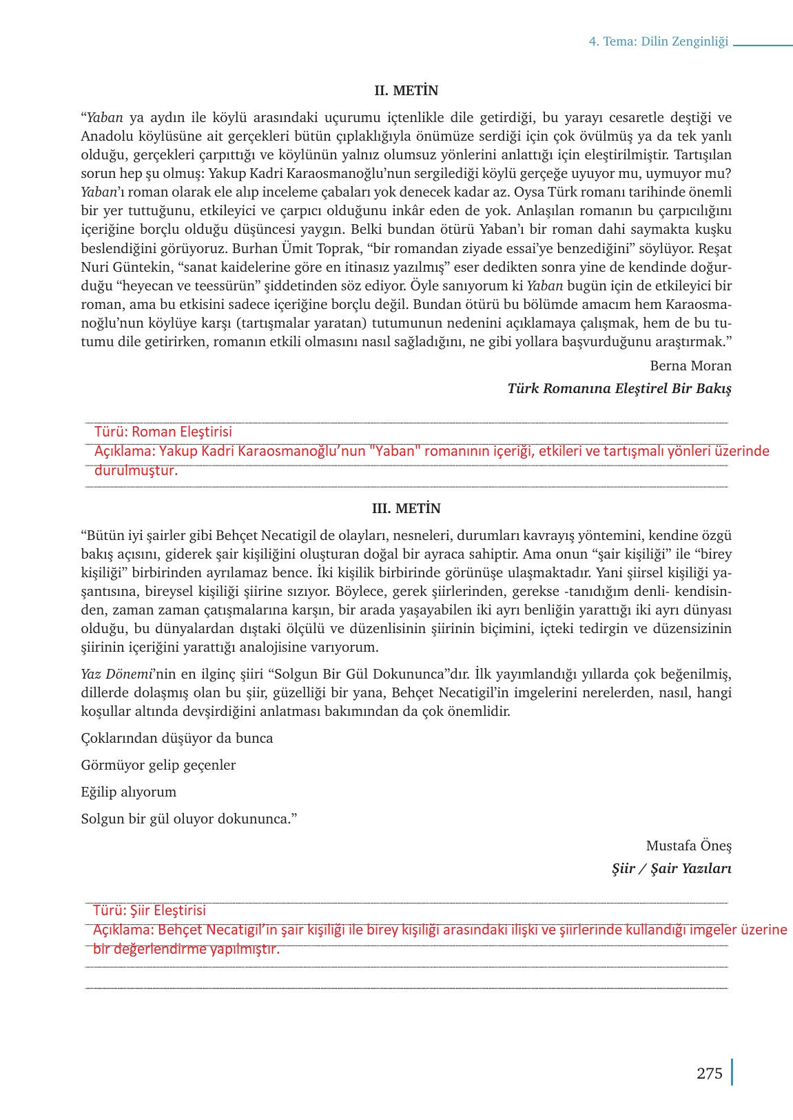 9. Sınıf Meb Yayınları Türk Dili Ve Edebiyatı Ders Kitabı Sayfa 275 Cevapları 9. Sınıf Meb Yayınları Türk Dili Ve Edebiyatı Ders Kitabı Sayfa 275 Cevapları