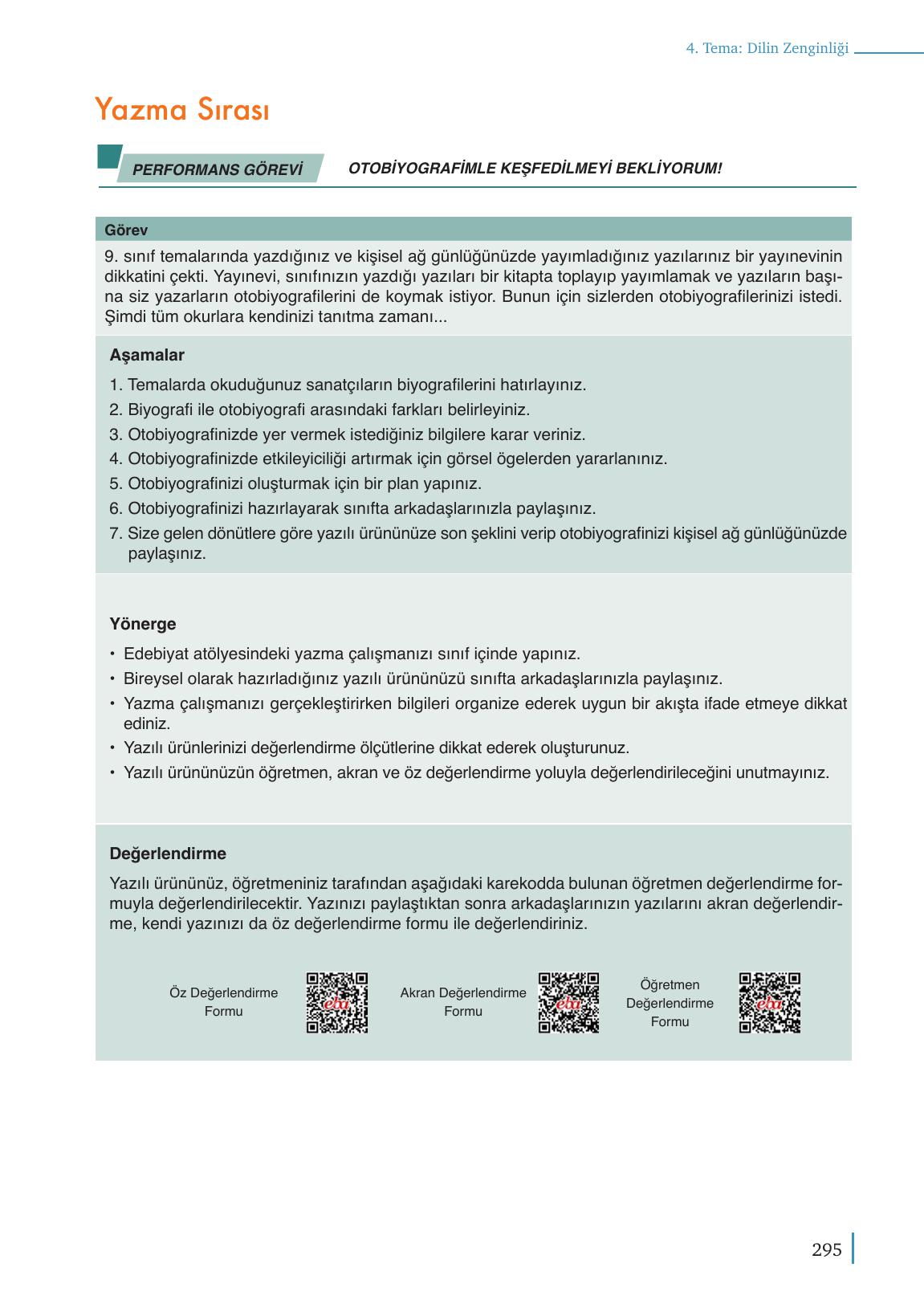 9. Sınıf Meb Yayınları Türk Dili Ve Edebiyatı Ders Kitabı Sayfa 295 Cevapları 9. Sınıf Meb Yayınları Türk Dili Ve Edebiyatı Ders Kitabı Sayfa 295 Cevapları