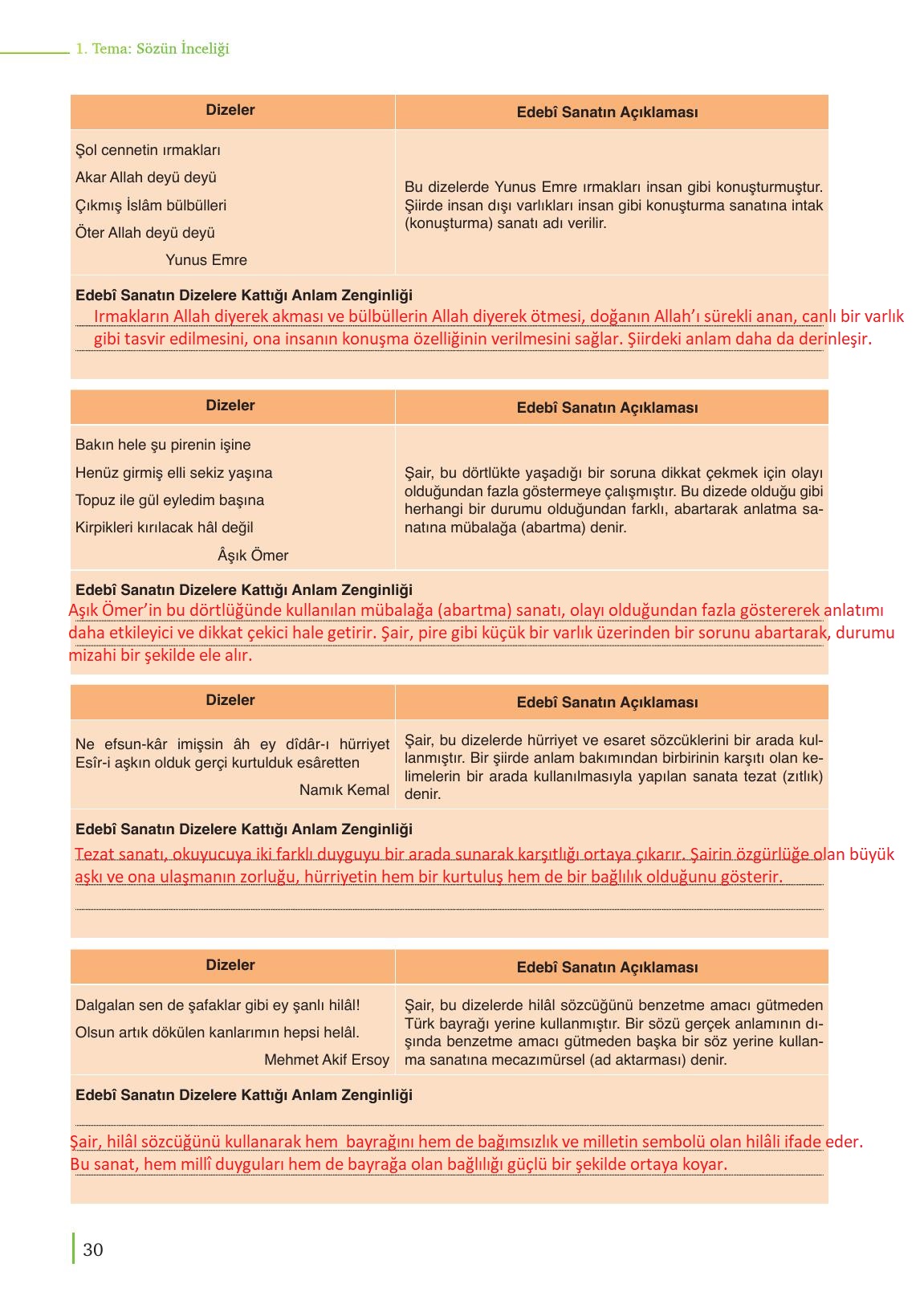 9. Sınıf Meb Yayınları Türk Dili Ve Edebiyatı Ders Kitabı Sayfa 30 Cevapları