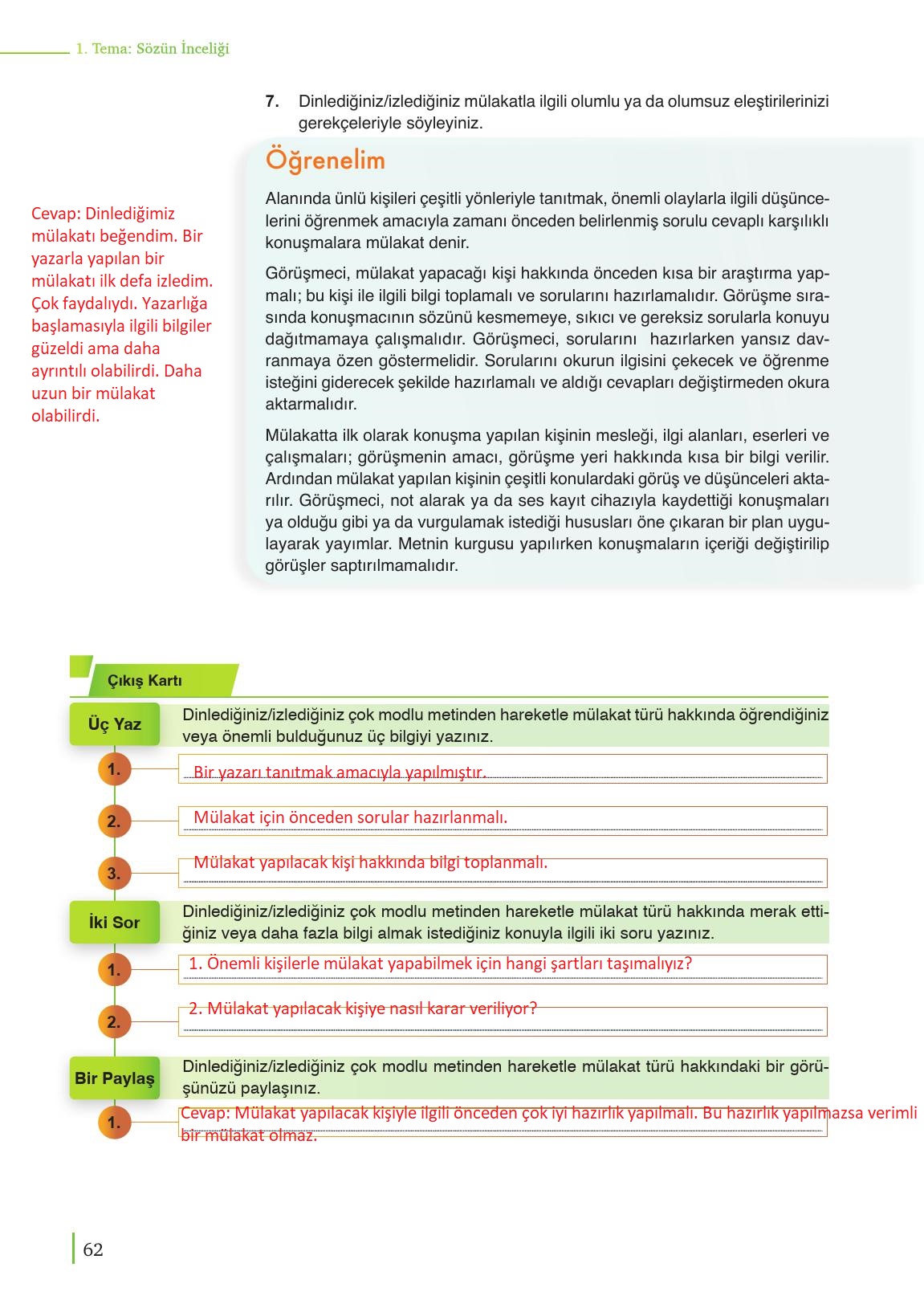 9. Sınıf Meb Yayınları Türk Dili Ve Edebiyatı Ders Kitabı Sayfa 62 Cevapları 9. Sınıf Meb Yayınları Türk Dili Ve Edebiyatı Ders Kitabı Sayfa 62 Cevapları