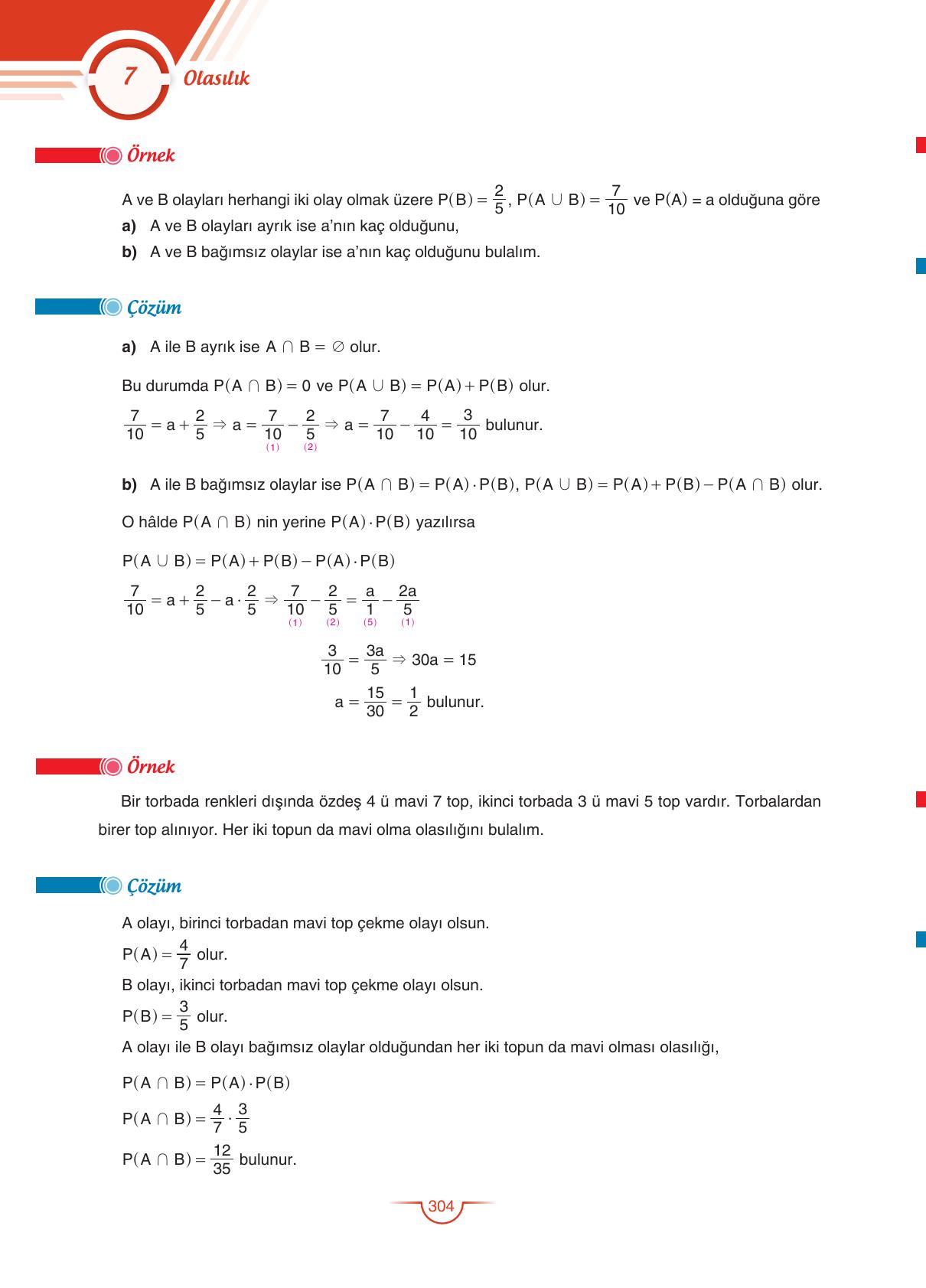 11. Sınıf Sdr Dikey Yayıncılık Matematik Ders Kitabı Sayfa 304 Cevapları