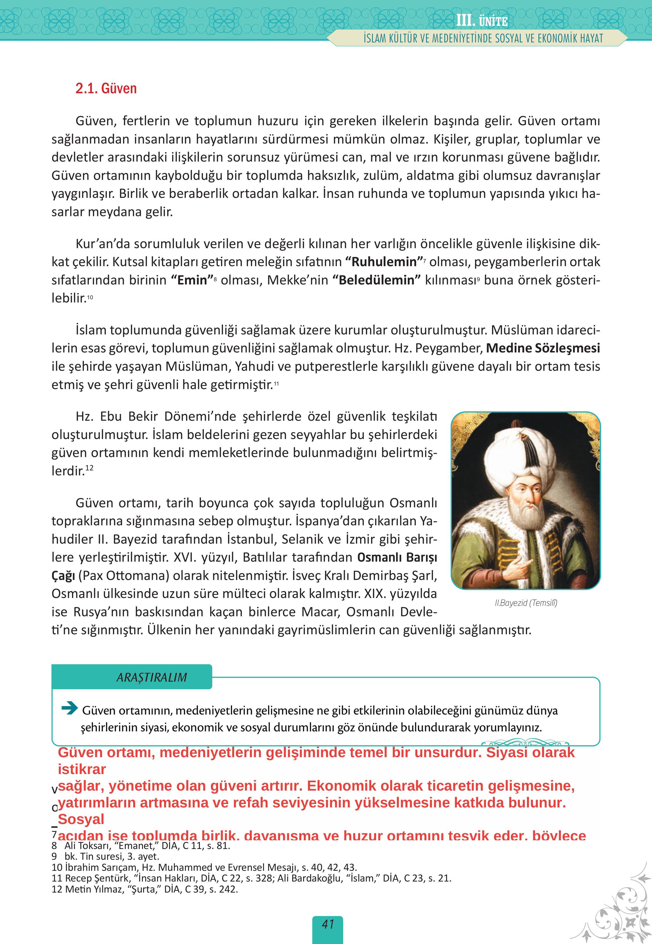12. Sınıf Meb Yayınları İslam Kültür Ve Medeniyeti Ders Kitabı Sayfa 41 Cevapları