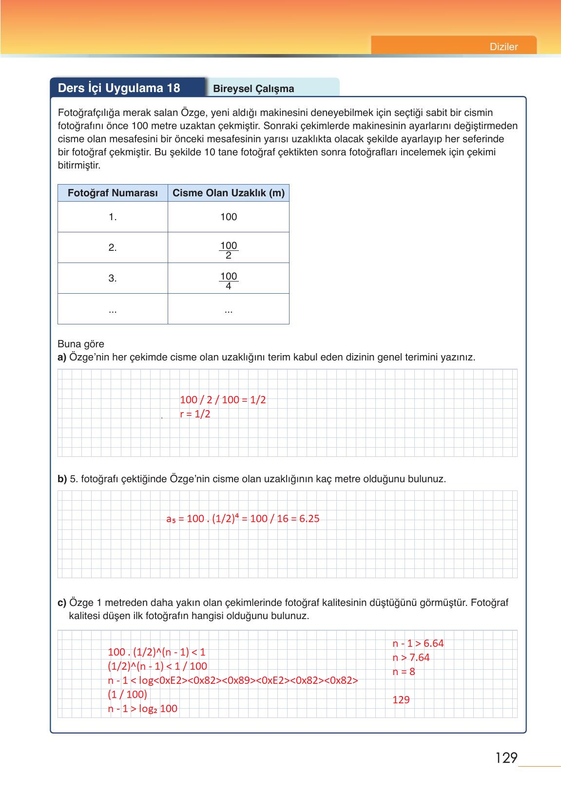 12. Sınıf Meb Yayınları Matematik Ders Kitabı Sayfa 129 Cevapları