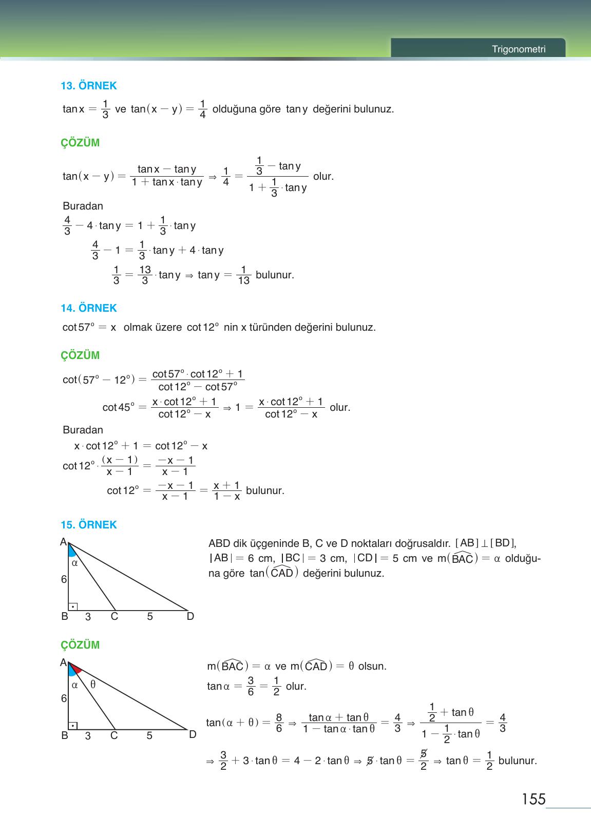 12. Sınıf Meb Yayınları Matematik Ders Kitabı Sayfa 155 Cevapları