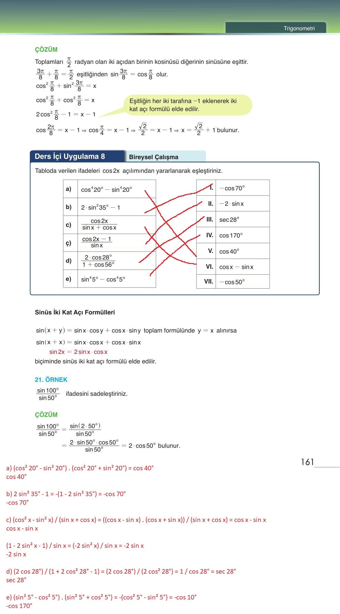 12. Sınıf Meb Yayınları Matematik Ders Kitabı Sayfa 161 Cevapları