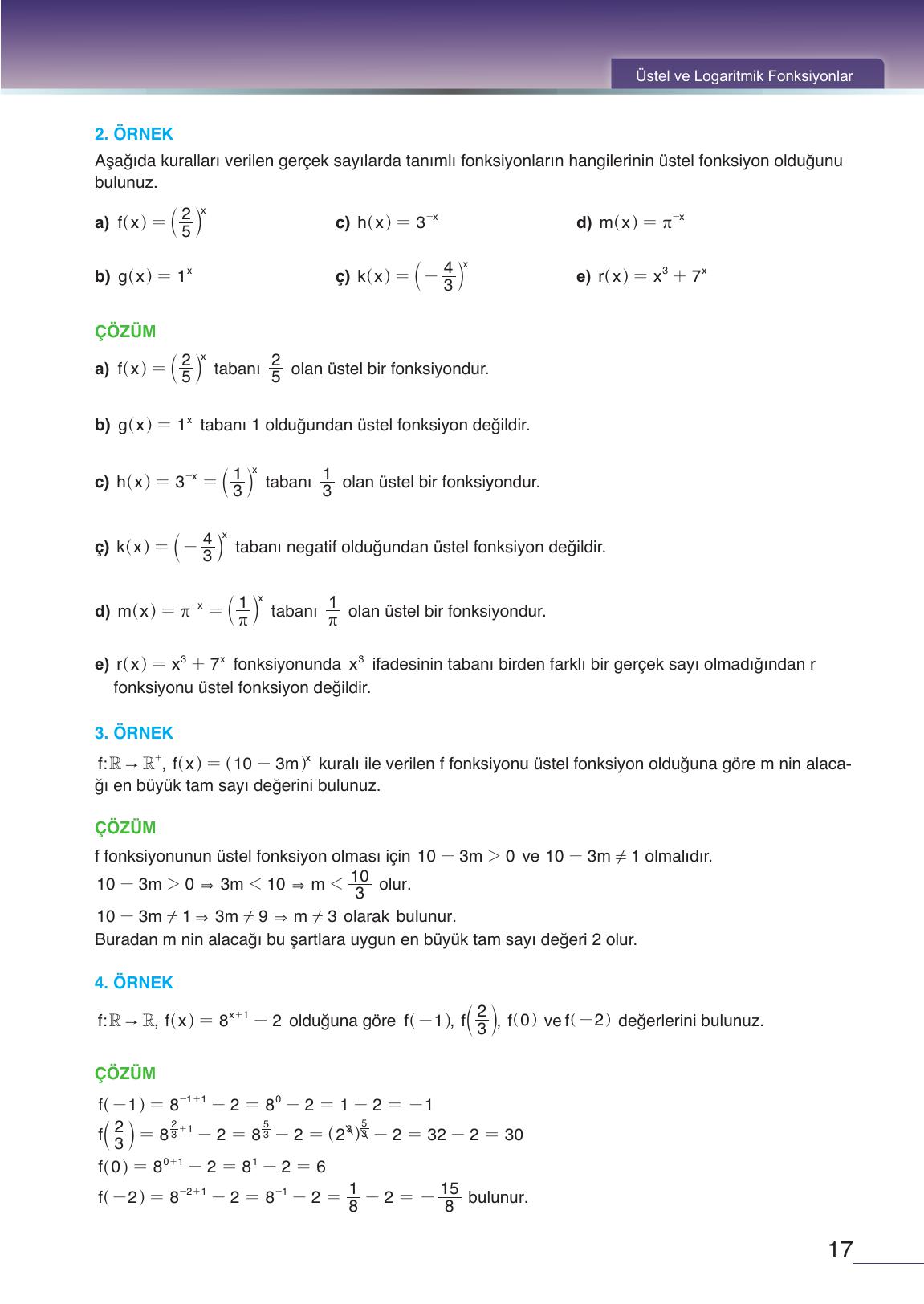 12. Sınıf Meb Yayınları Matematik Ders Kitabı Sayfa 17 Cevapları