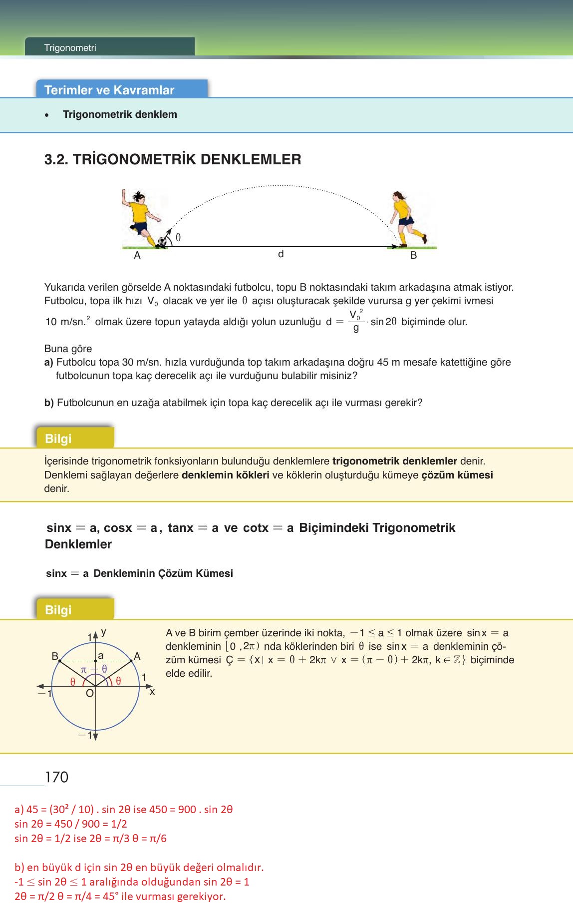 12. Sınıf Meb Yayınları Matematik Ders Kitabı Sayfa 170 Cevapları