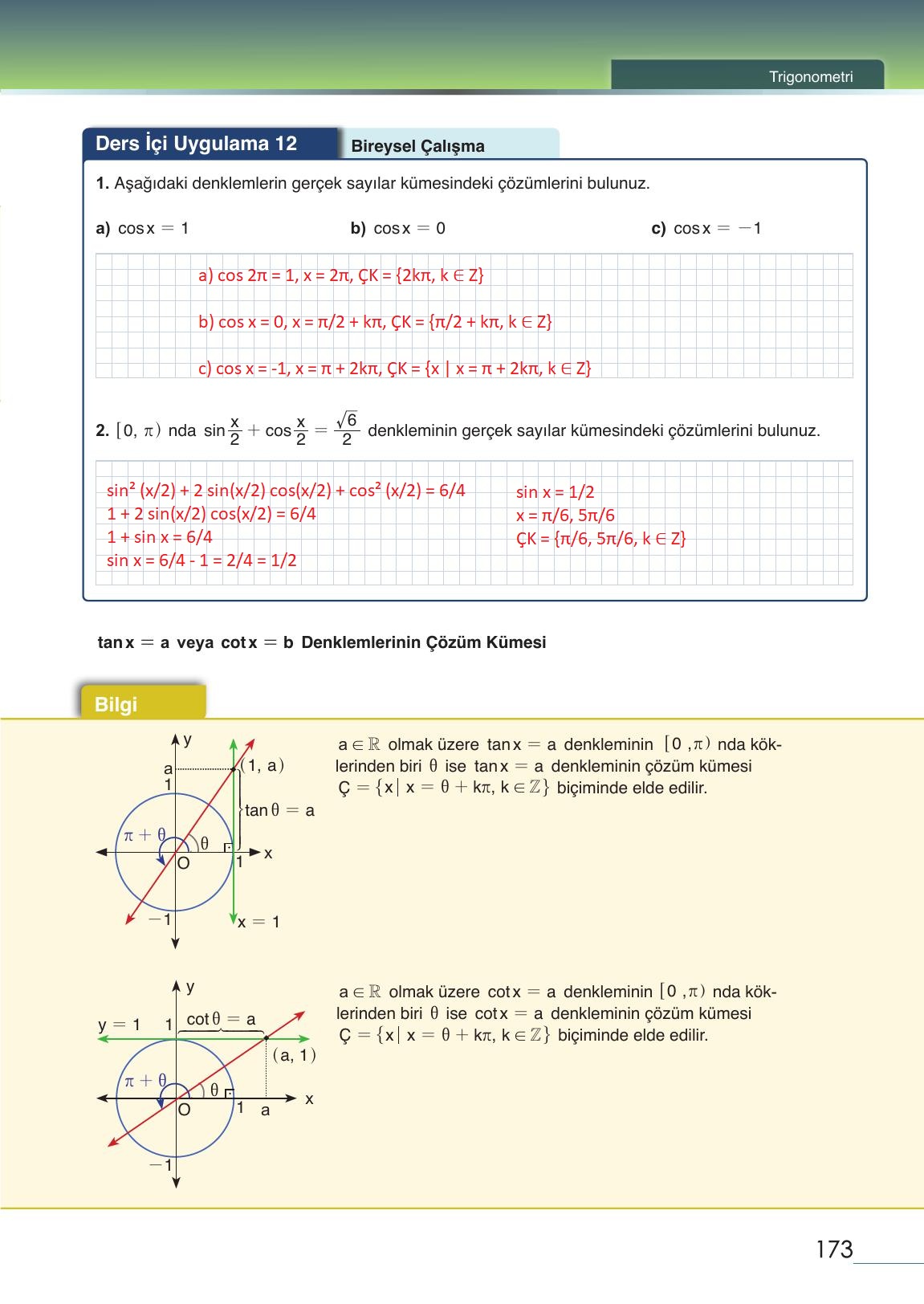 12. Sınıf Meb Yayınları Matematik Ders Kitabı Sayfa 173 Cevapları