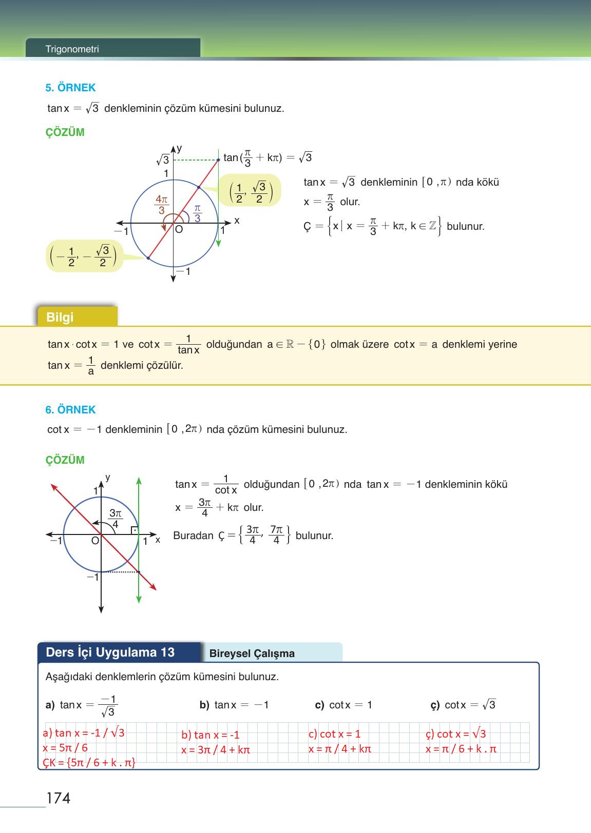 12. Sınıf Meb Yayınları Matematik Ders Kitabı Sayfa 174 Cevapları