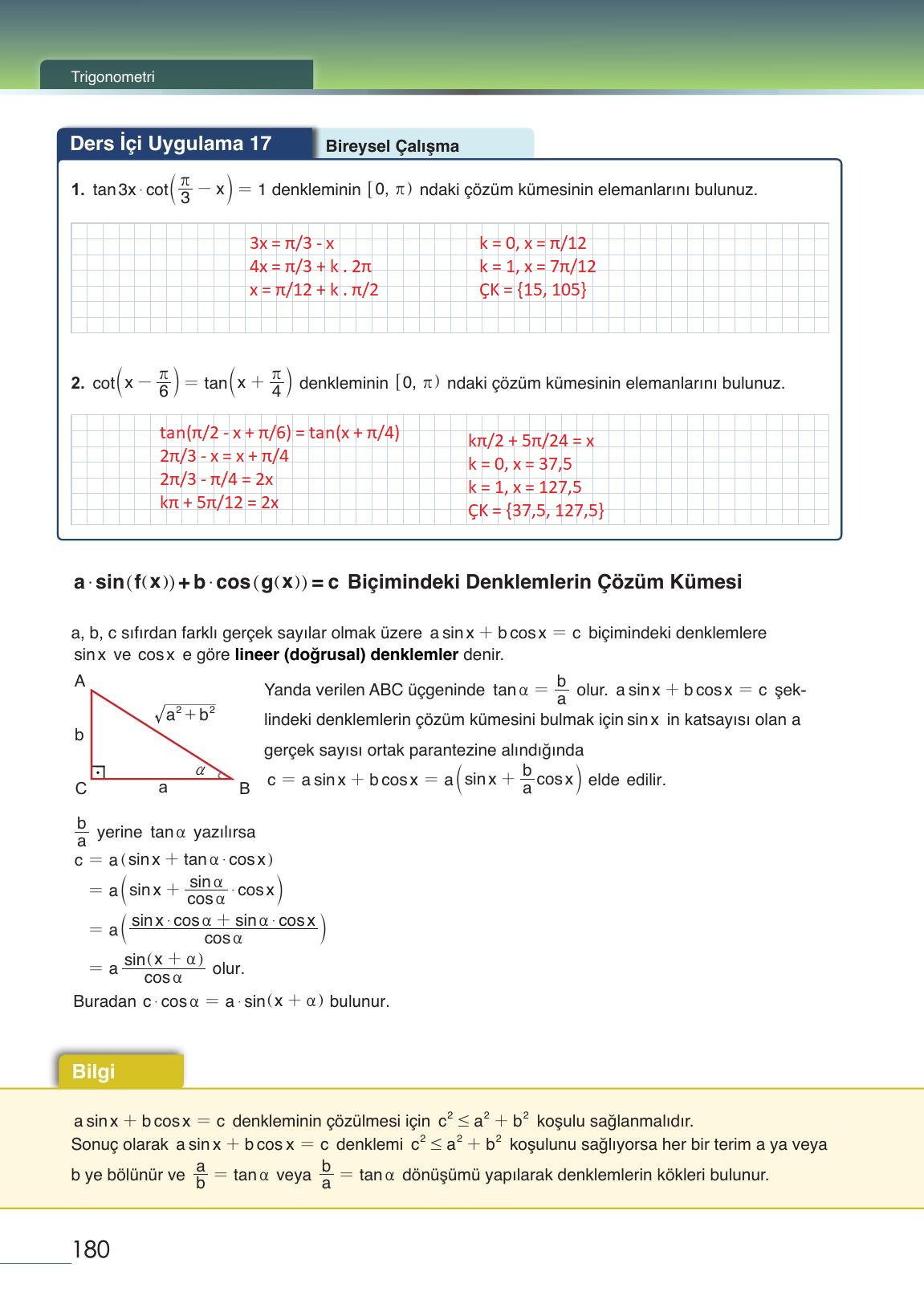 12. Sınıf Meb Yayınları Matematik Ders Kitabı Sayfa 180 Cevapları