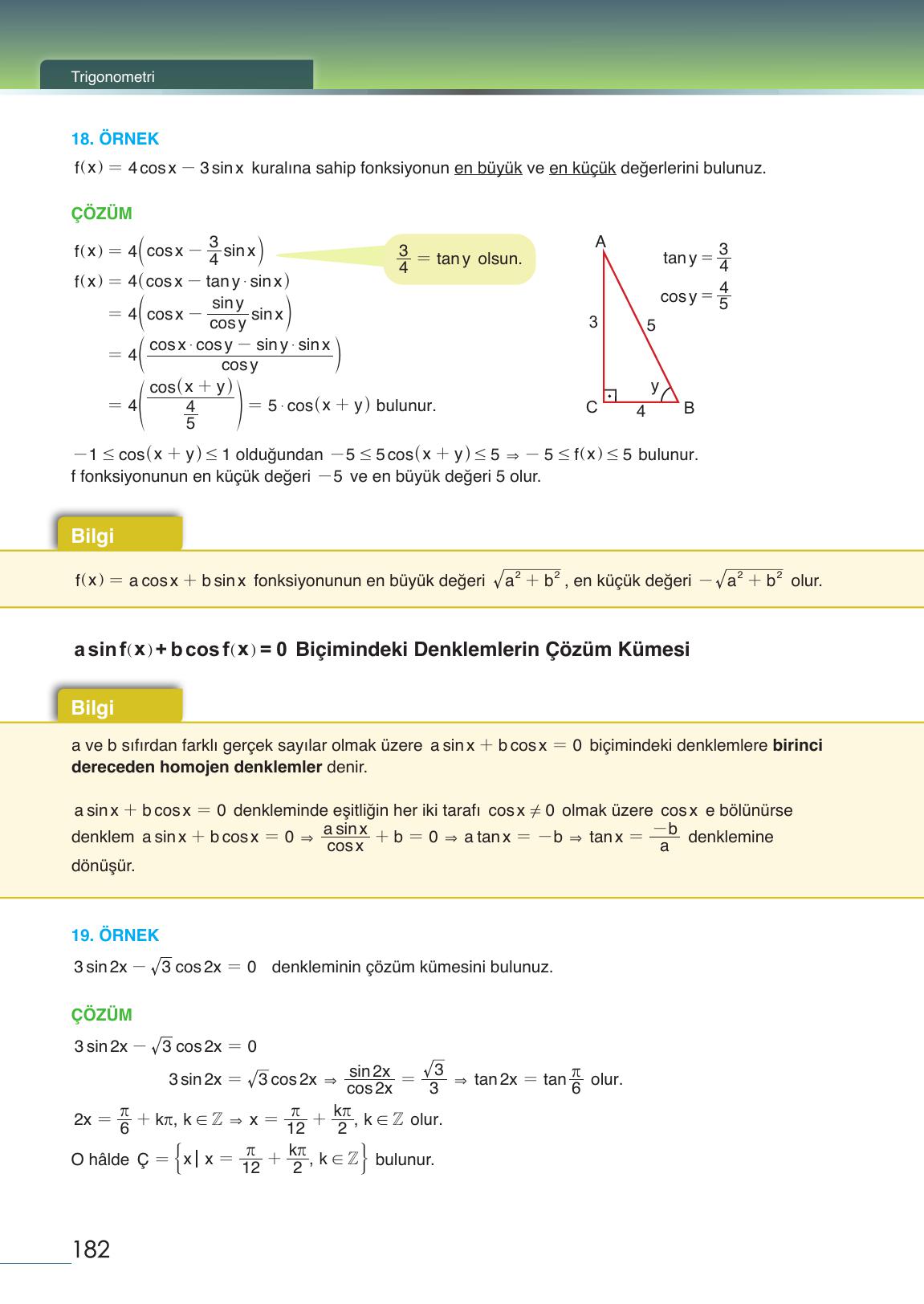 12. Sınıf Meb Yayınları Matematik Ders Kitabı Sayfa 182 Cevapları