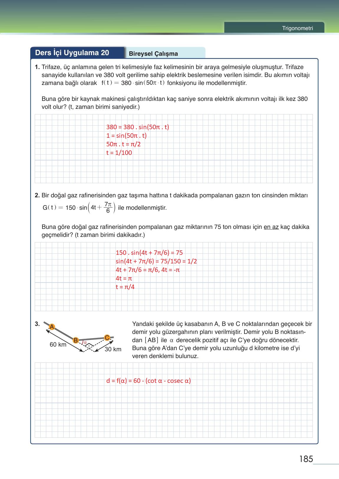 12. Sınıf Meb Yayınları Matematik Ders Kitabı Sayfa 185 Cevapları
