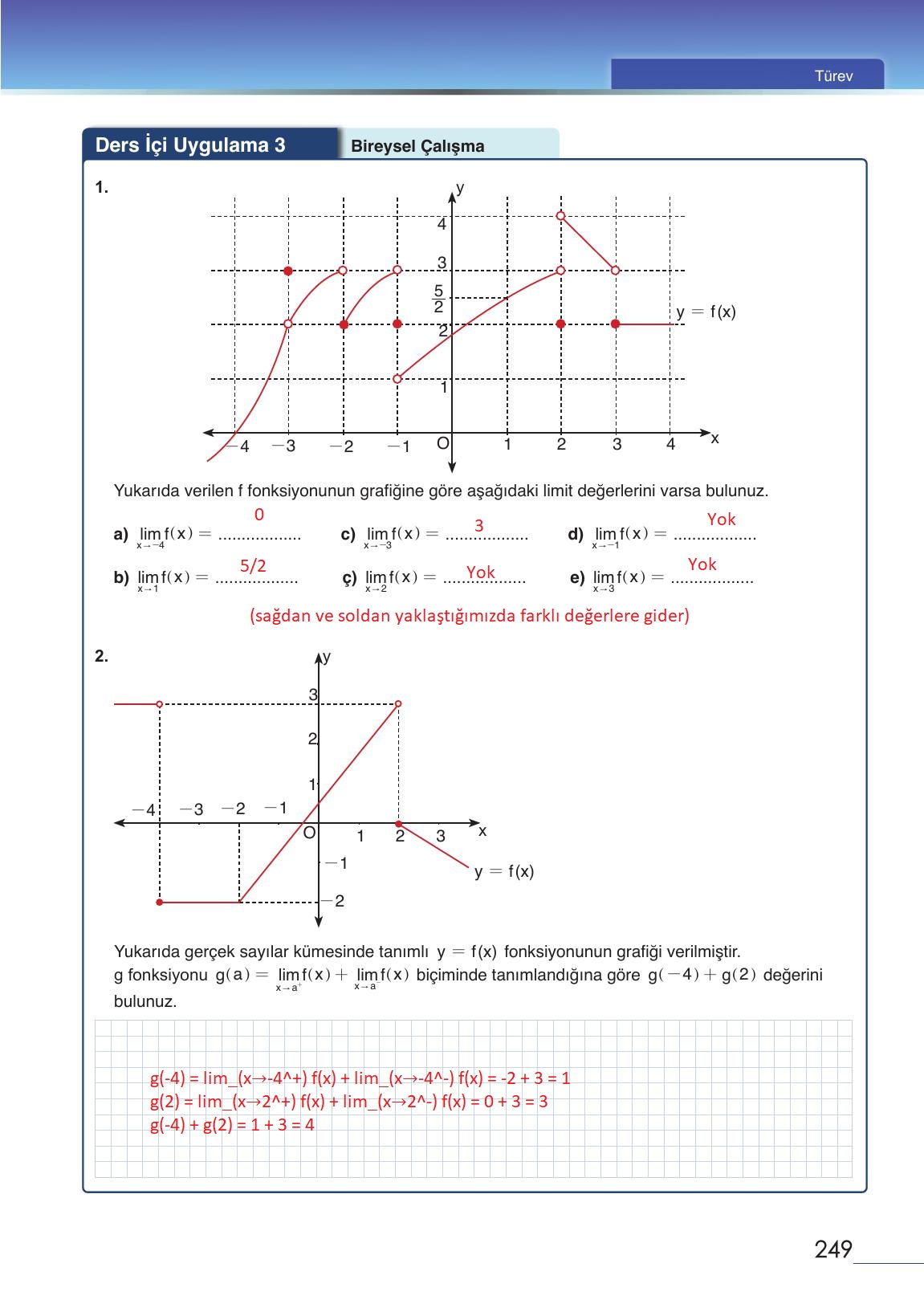12. Sınıf Meb Yayınları Matematik Ders Kitabı Sayfa 249 Cevapları