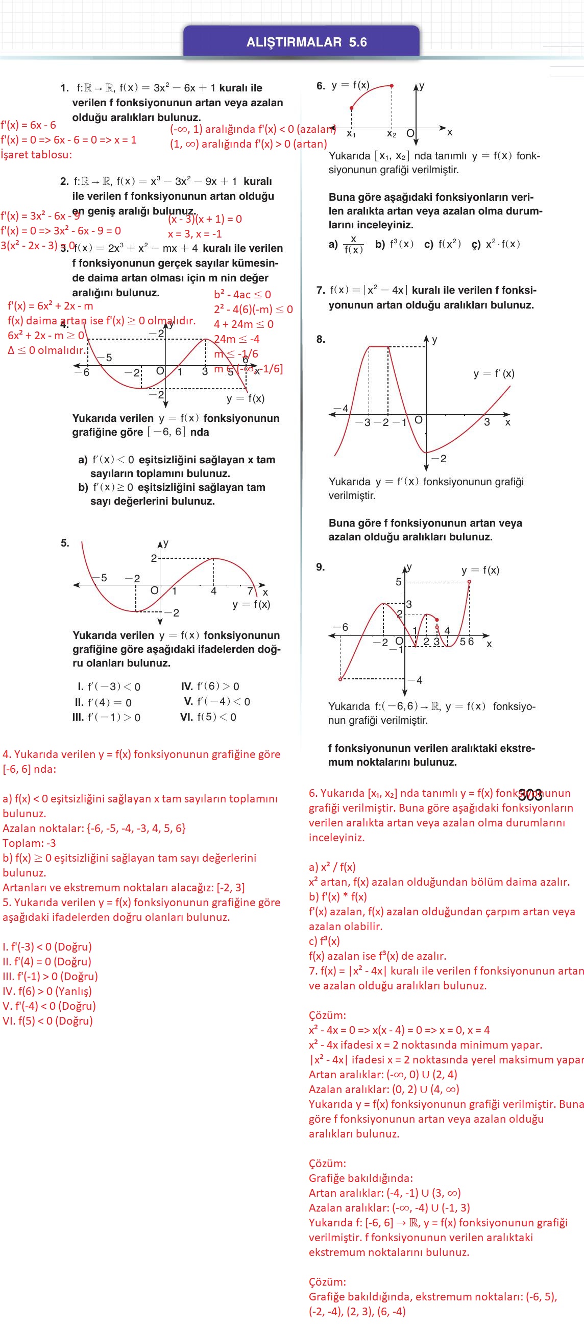 12. Sınıf Meb Yayınları Matematik Ders Kitabı Sayfa 303 Cevapları
