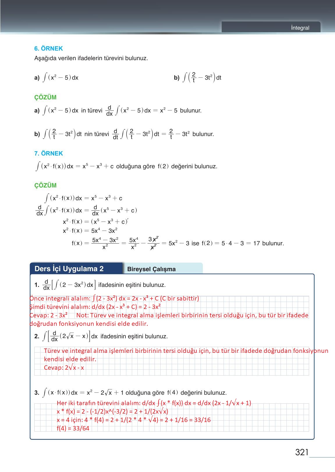 12. Sınıf Meb Yayınları Matematik Ders Kitabı Sayfa 321 Cevapları